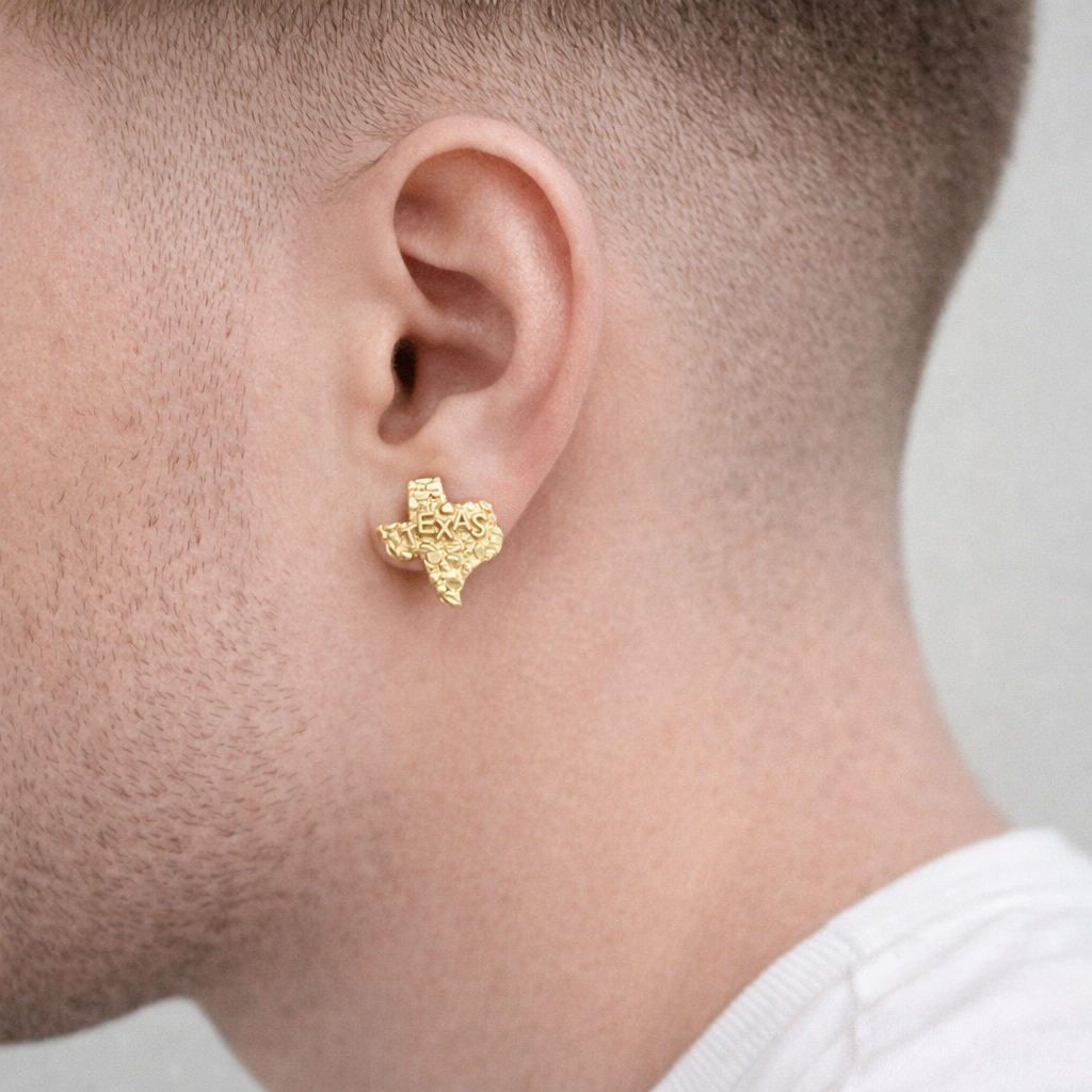 10k Yellow Gold Texas Nugget Earrings