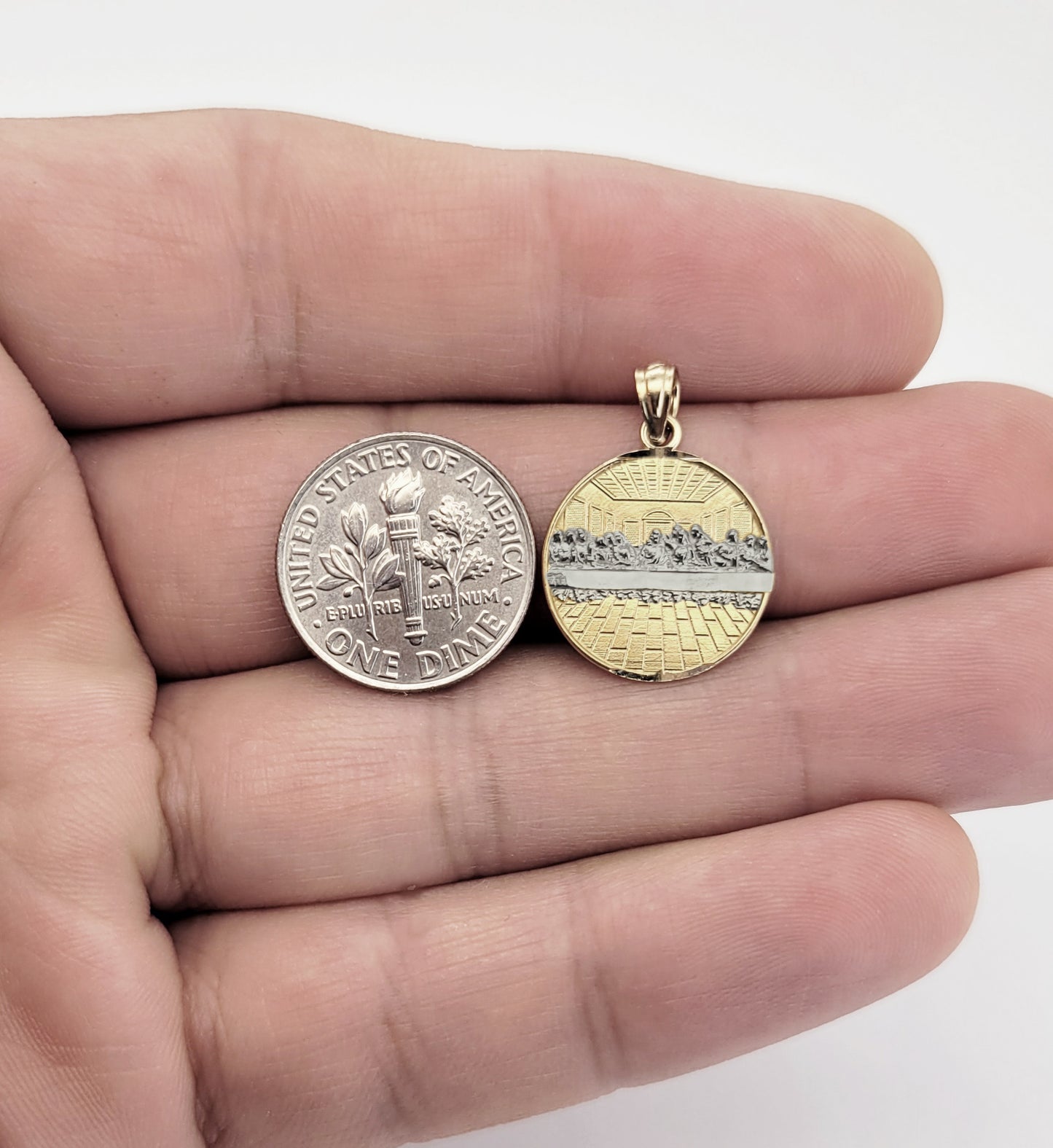 10K Gold Last Supper Pendant Charm Last Supper Medal