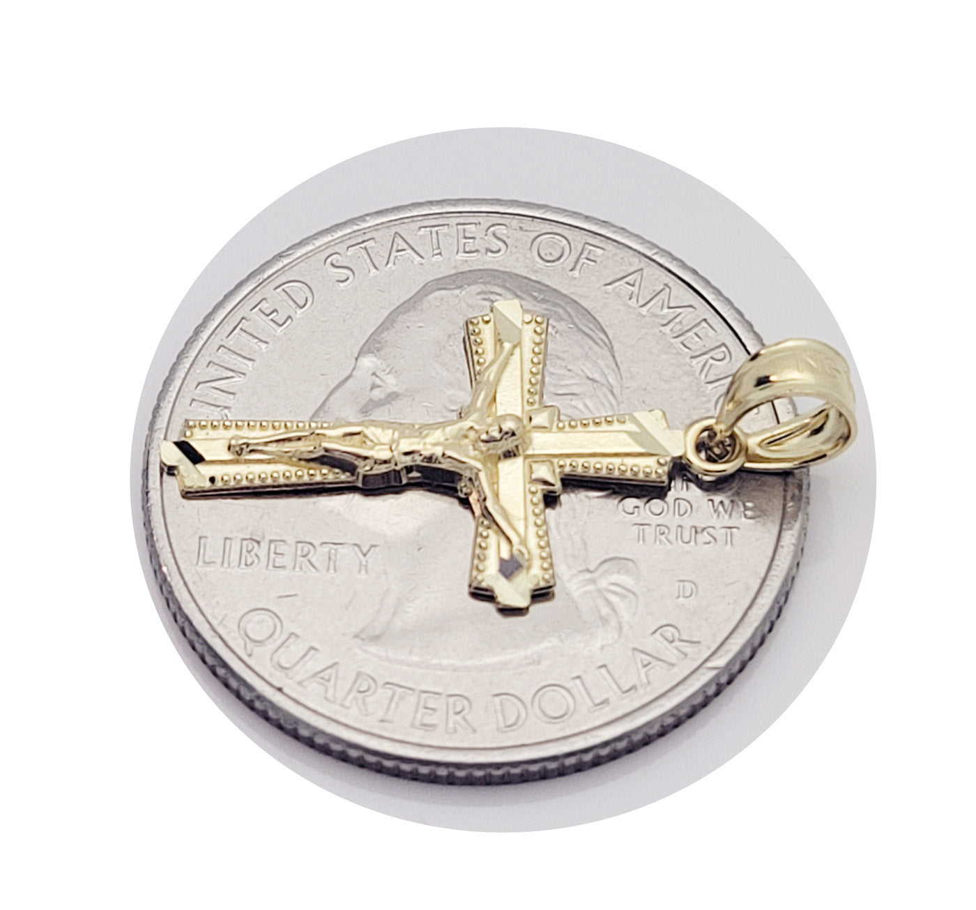 10K Yellow Gold Small Cross Necklace Pendant Gold Cross Charm