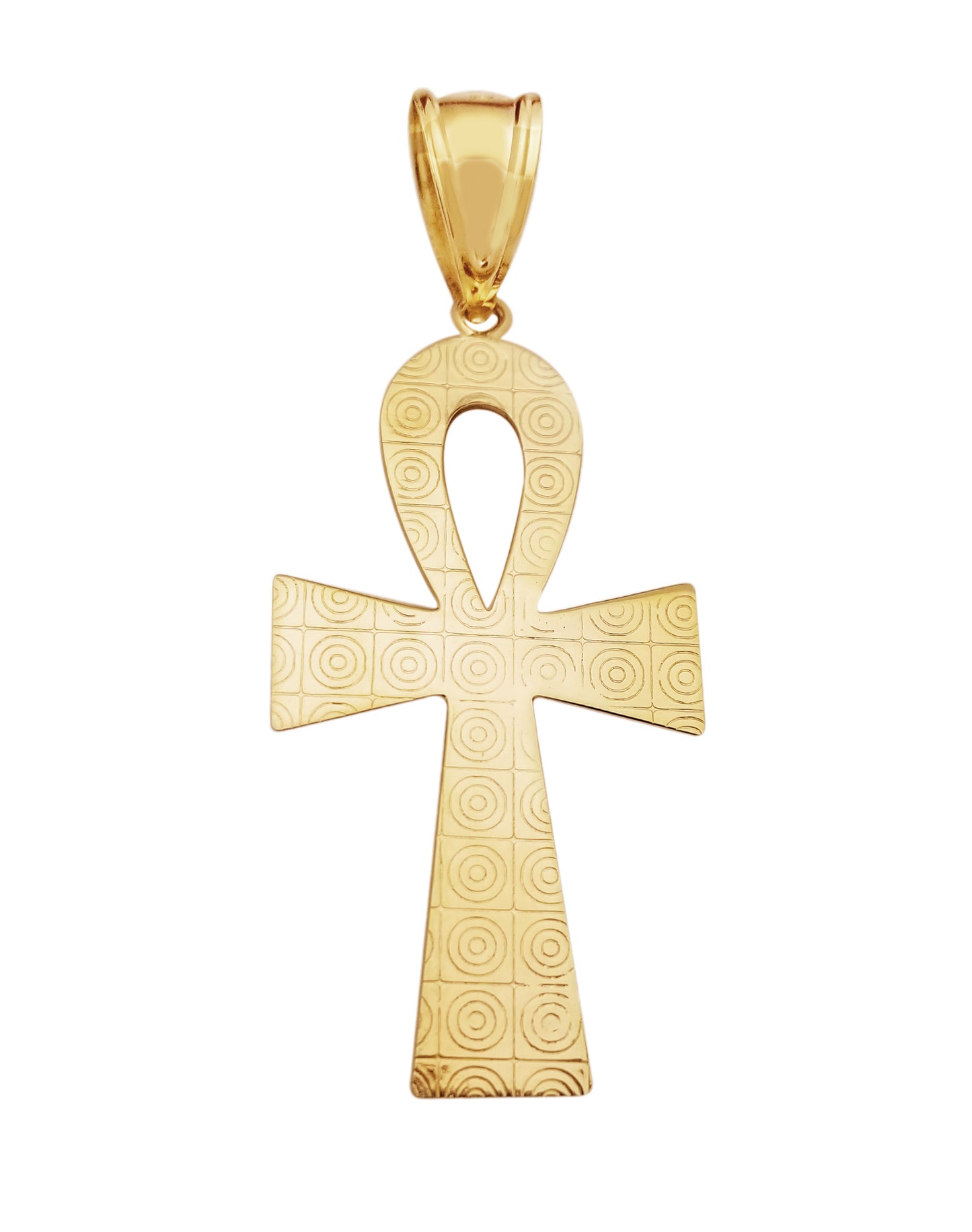 10k Yellow Gold Egyptian Ankh Cross Gold Pendant 1.75 in