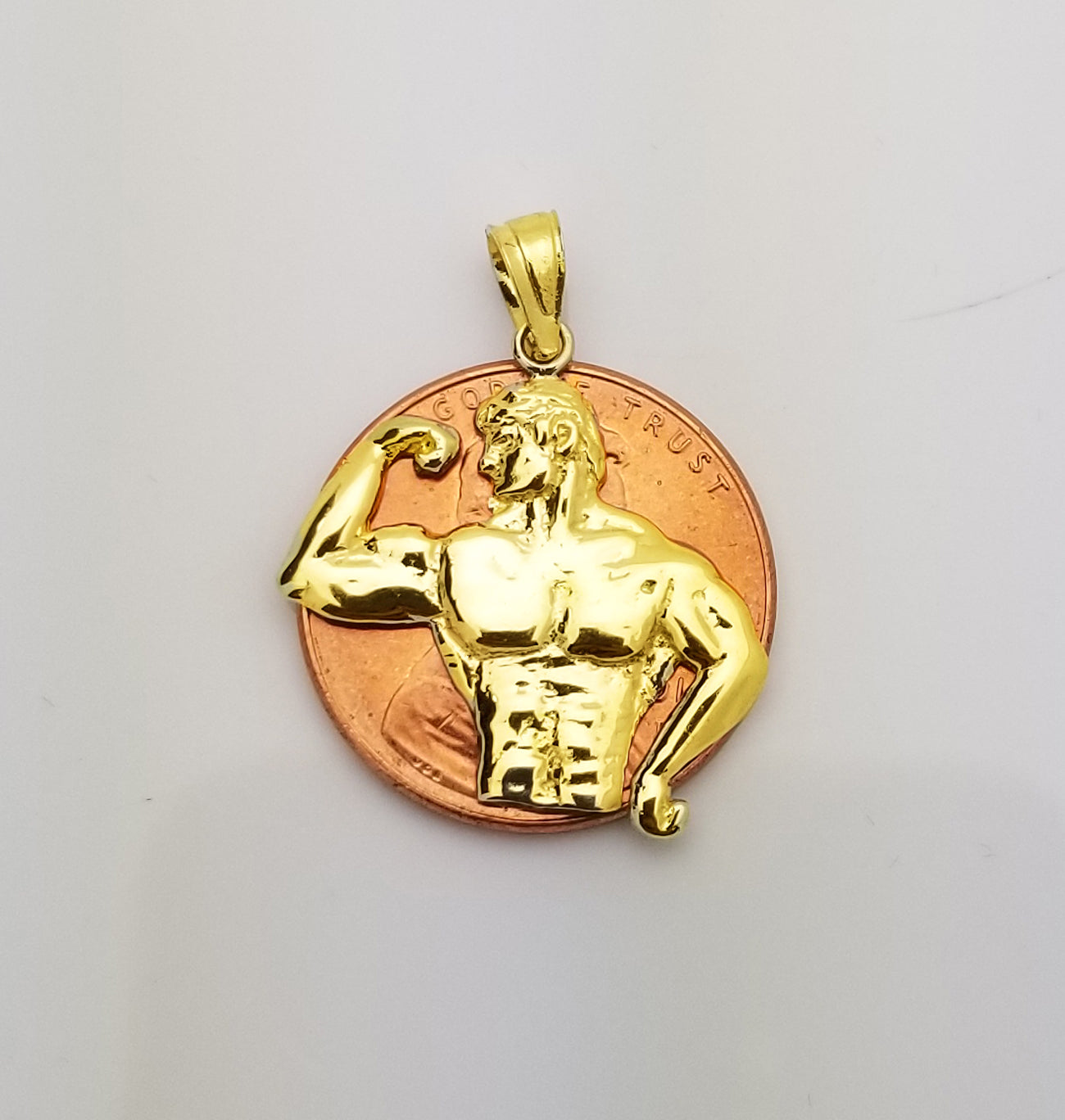 10k Yellow Gold Bodybuilder Necklace Pendant Waist Up Pendant