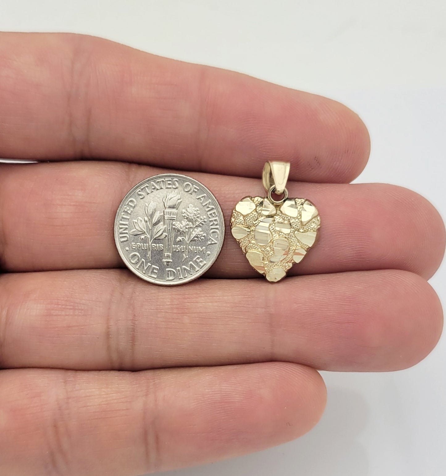 10k Yellow Gold Heart Nugget Pendant Nugget Heart Charm