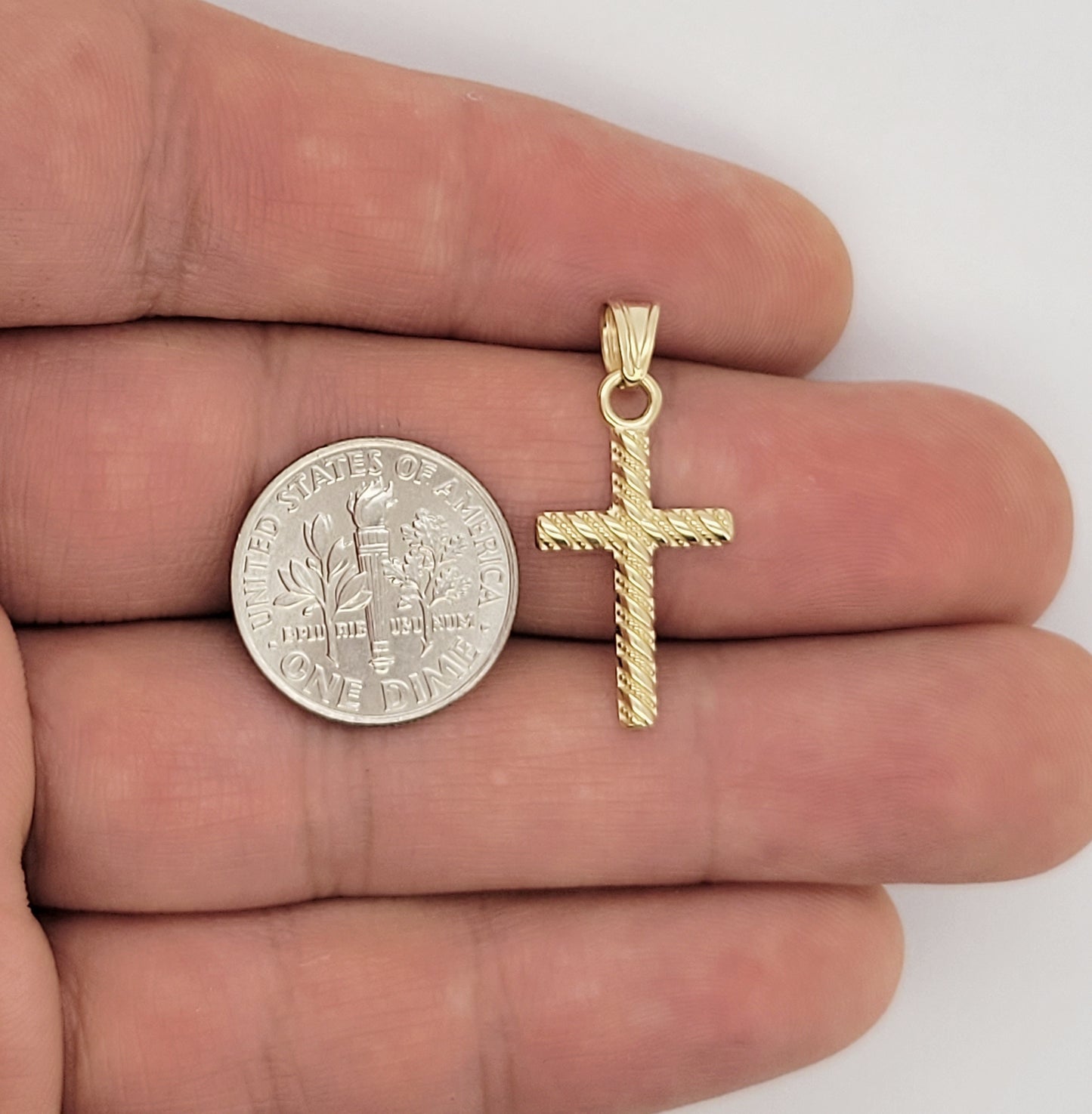 10K Yellow Gold Cross Necklace Pendant Small Cross Charm