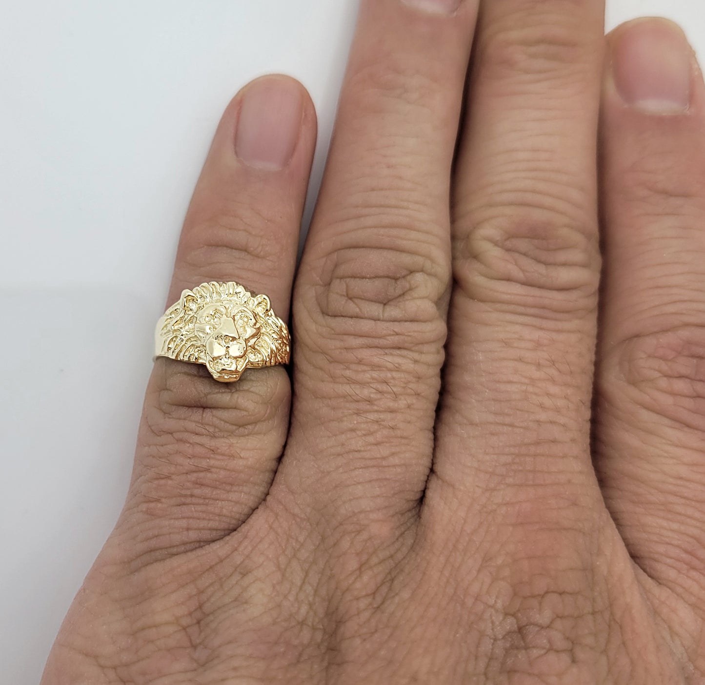 Women's Lion Head Ring 10K Yellow Gold Lion Face Ring Size 5