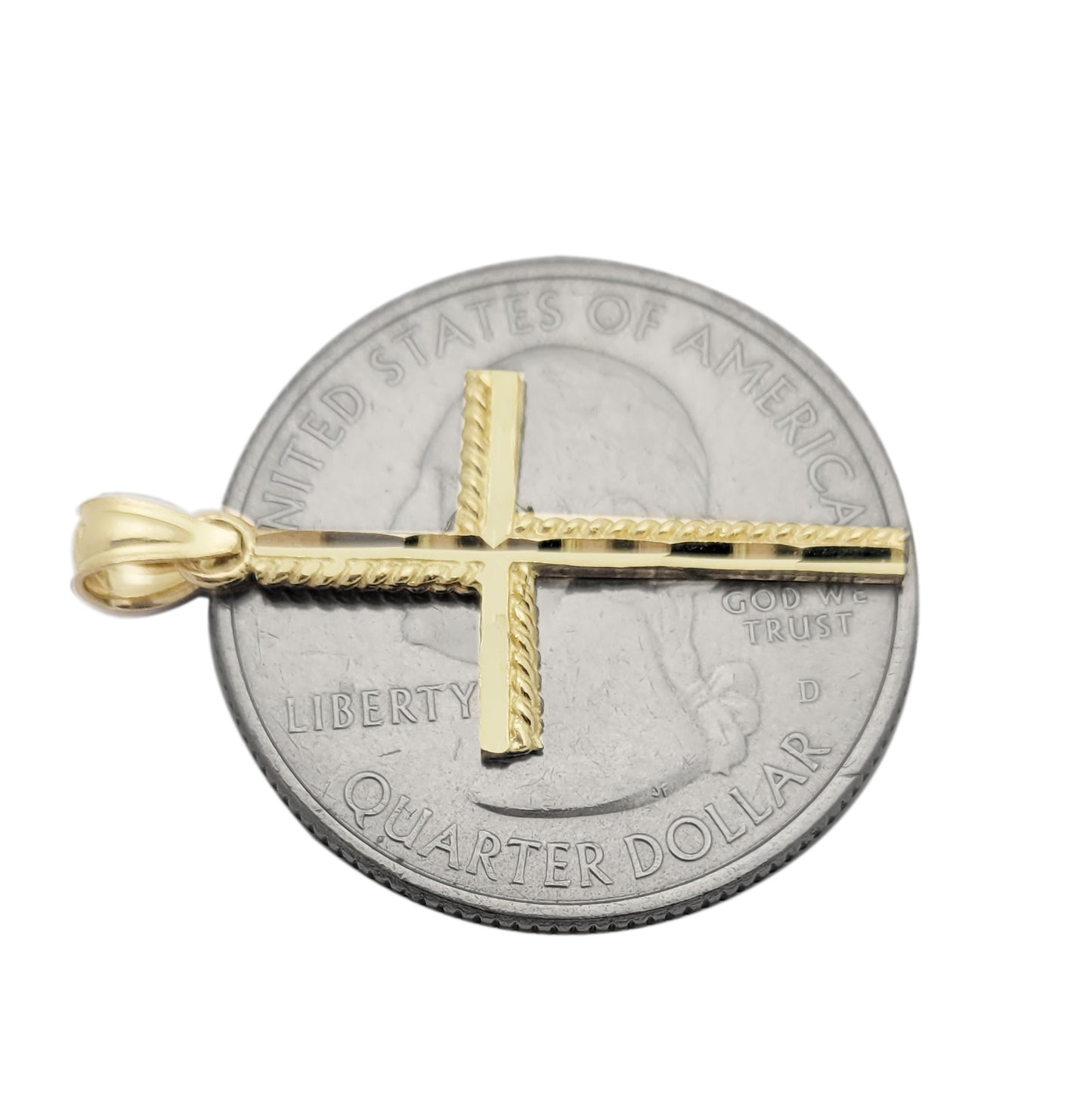 10K Yellow Gold Cross Pendant Cross Charm for Necklace Small Cross Diamond Cut