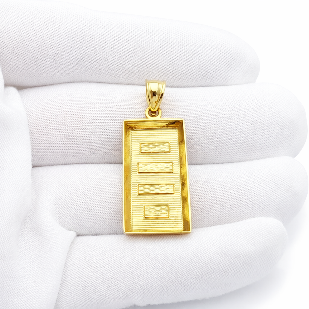 10K Yellow Gold Bar Shape Pendant Gold Bar Charm 1.4 in