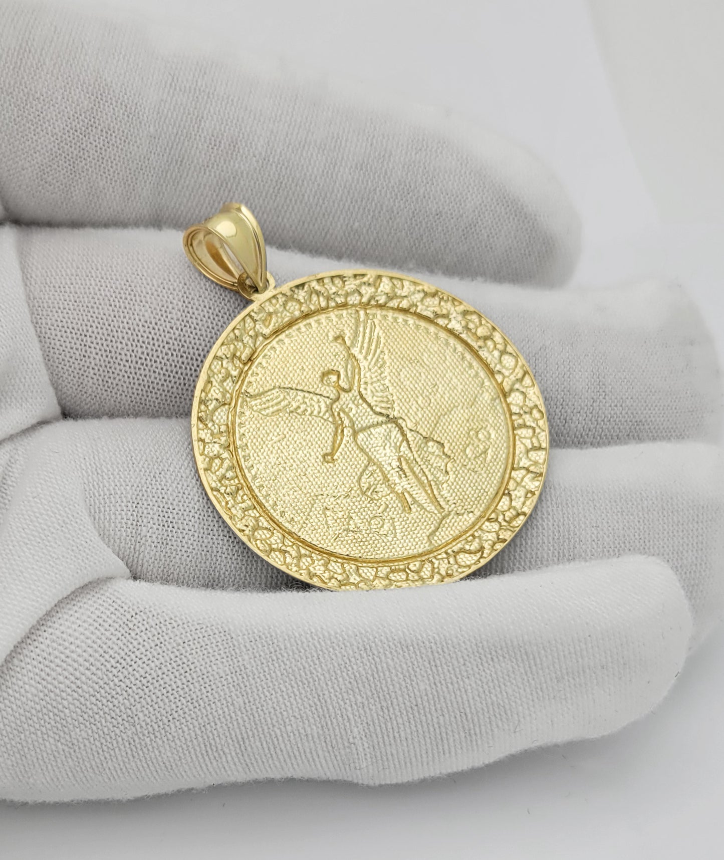 10K Yellow Gold 50 Pesos Coin Pendant – Nugget Bezel, Authentic 10K Gold Jewelry for Men
