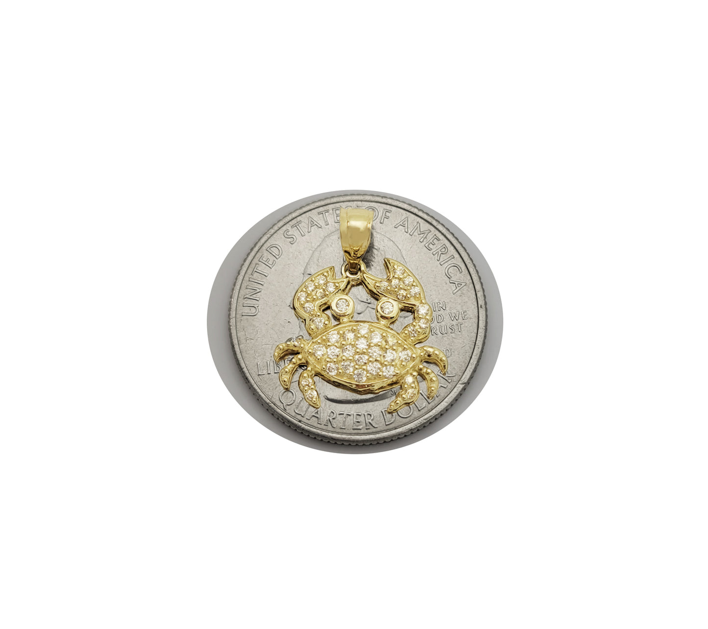 10K Yellow Gold Crab Necklace Pendant Zodiac Cancer Charm