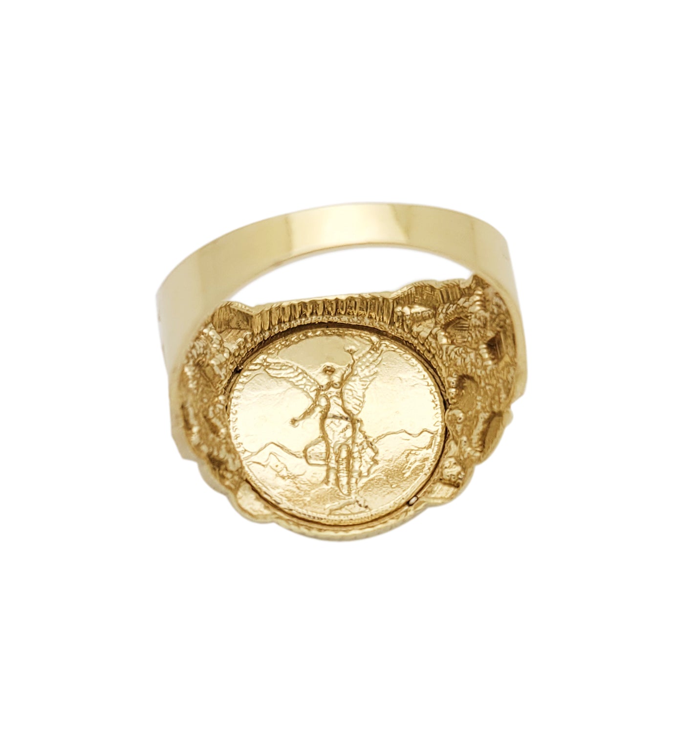 10K Yellow Gold 50 Pesos 1821 Coin Design Ring a Product cast with a coin design Thin Nugget RIng 3.7 g