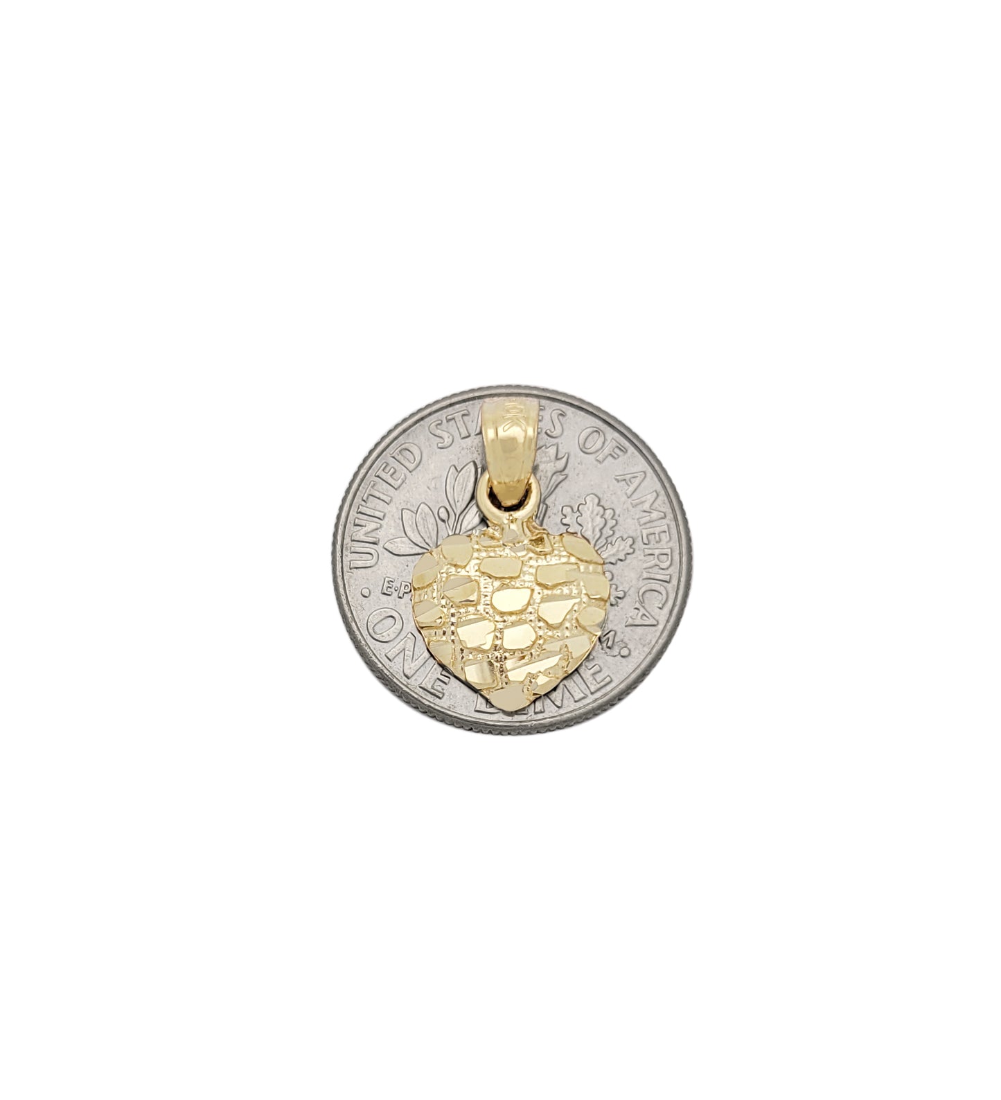 10k Yellow Gold Small Heart Nugget Pendant 14 mm x 10 mm