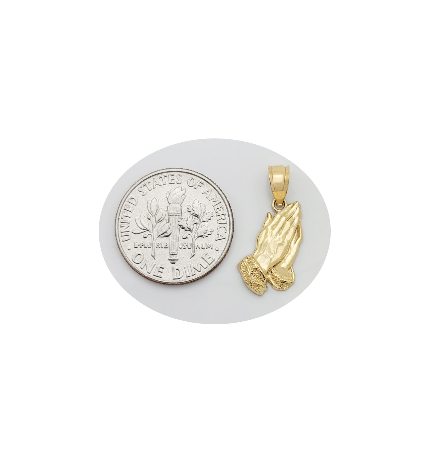 10k Yellow Gold Small Praying Hands Prayers Hands Pendant 0.75 in x 0.35 in - Stunu jewelry