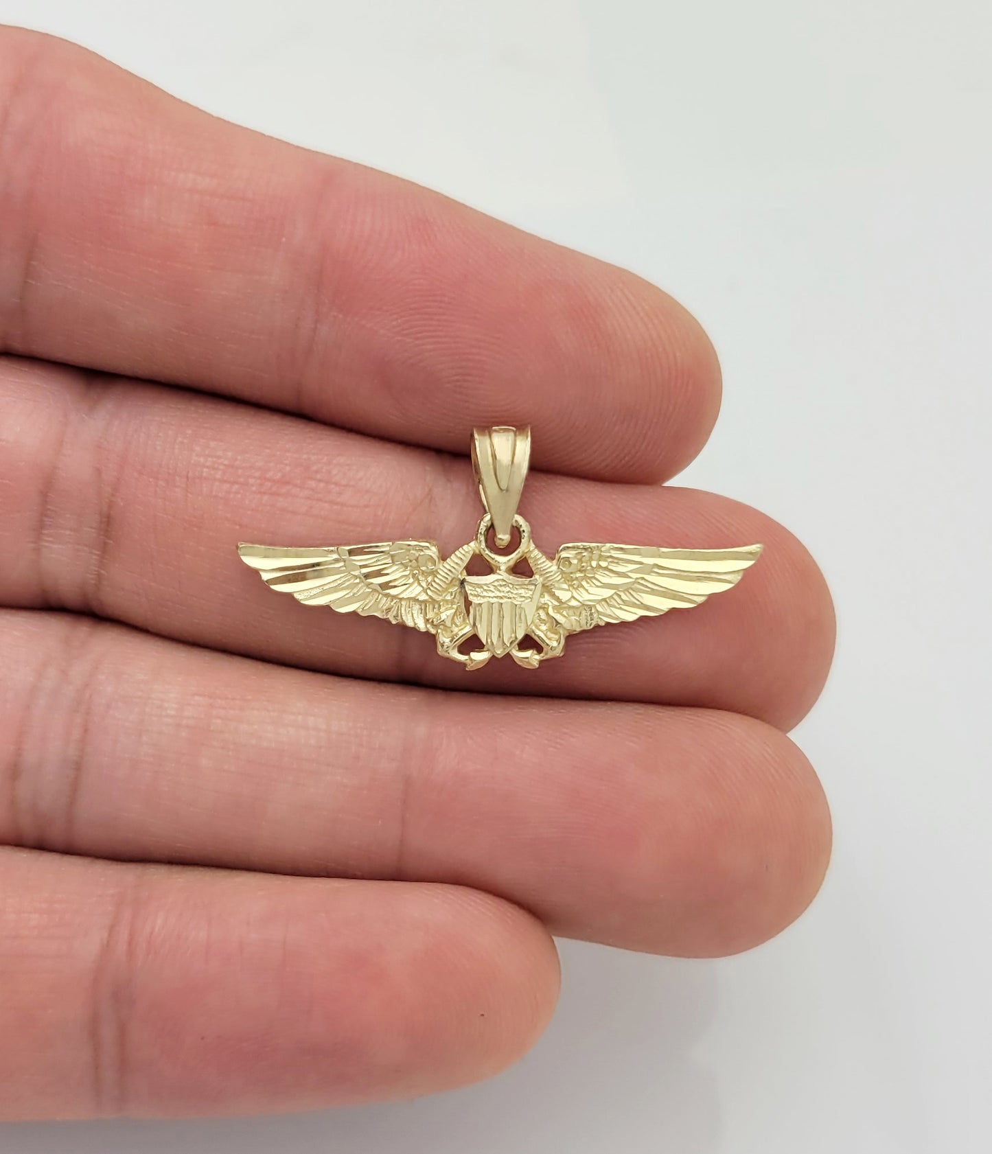 10K Yellow Gold Navy Flight Officer Wings Badge Pendant Naval Officer Charm