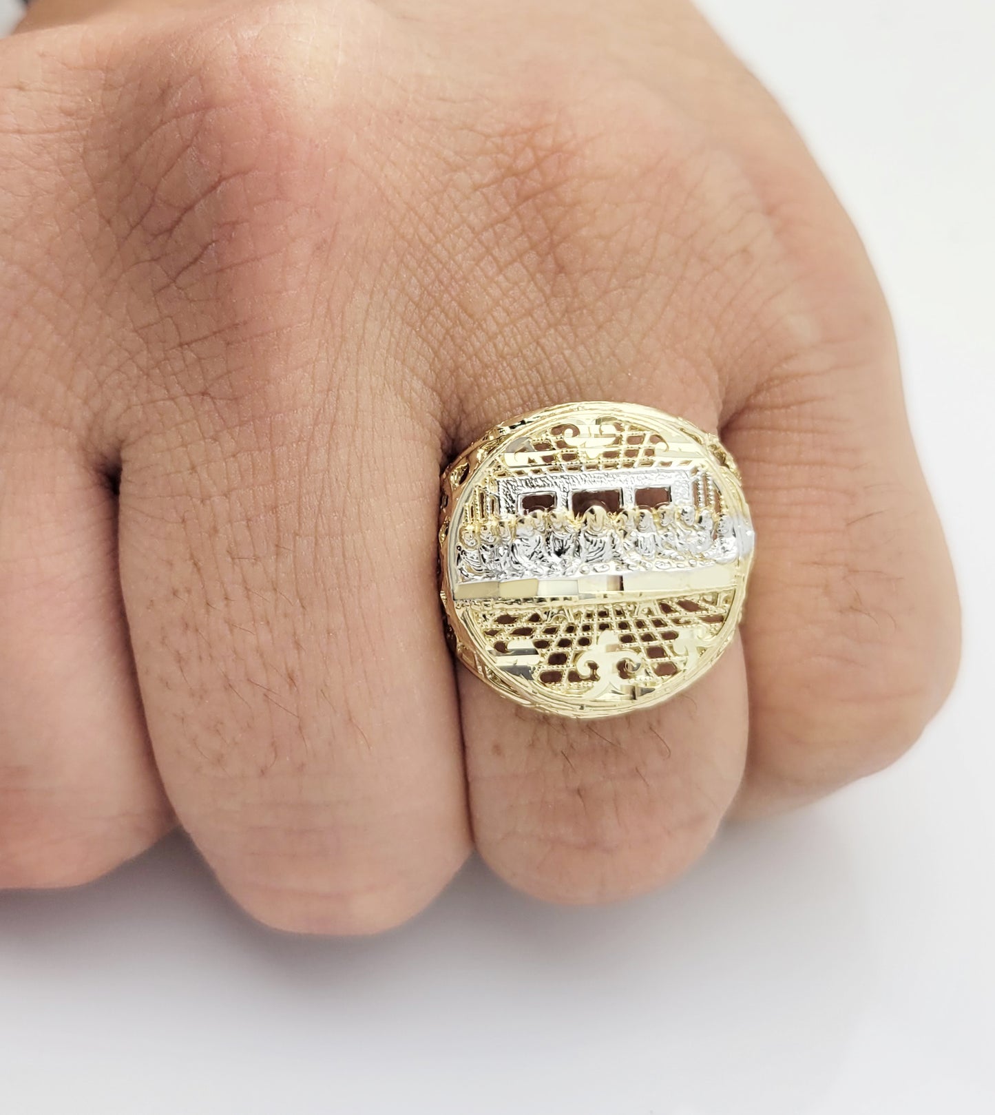 Men's 10K Yellow Gold Last Supper Ring Hip Hop Ring