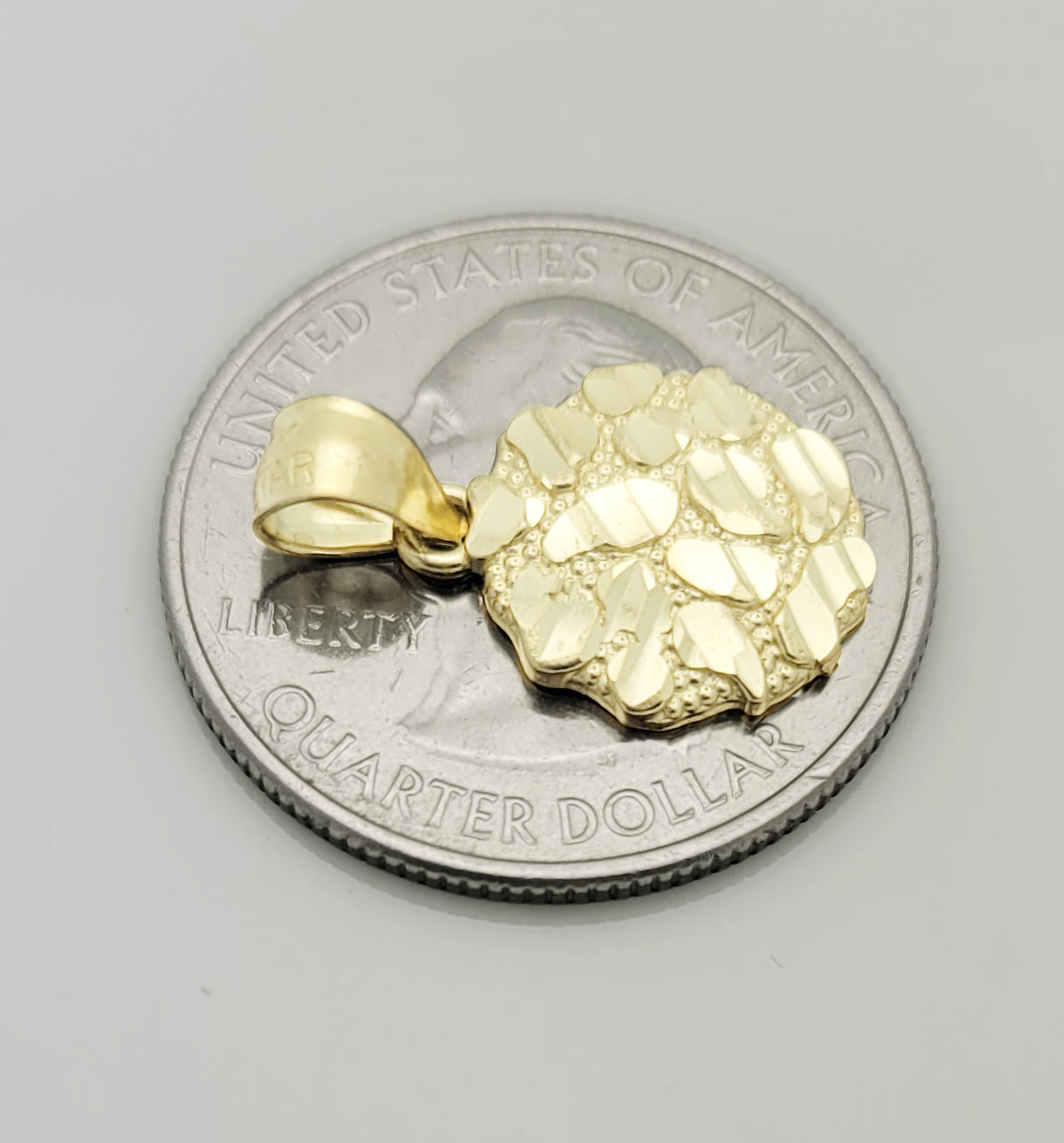 10k Yellow Gold Round Nugget Pendant Nugget Charm 12.5 mm(0.5 inch) Diameter
