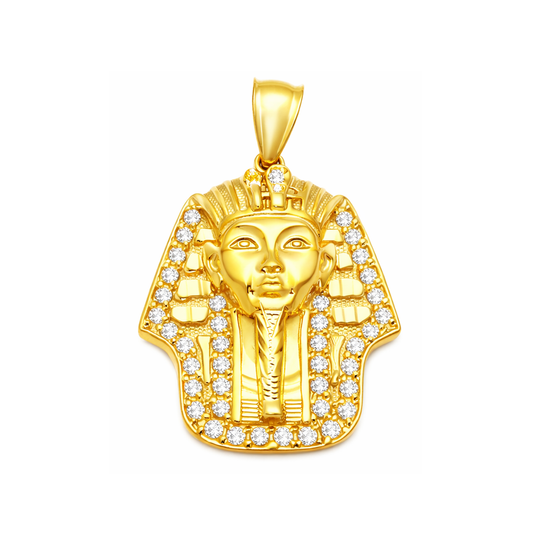 10k Yellow Gold Egyptian Pharaoh Pendant Gold Pharaoh Head Charm