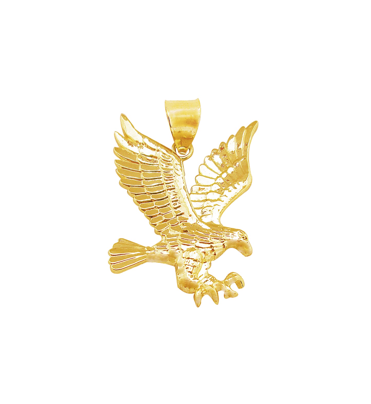 10K Yellow Gold Mens American Eagle Pendant 1.0 inch