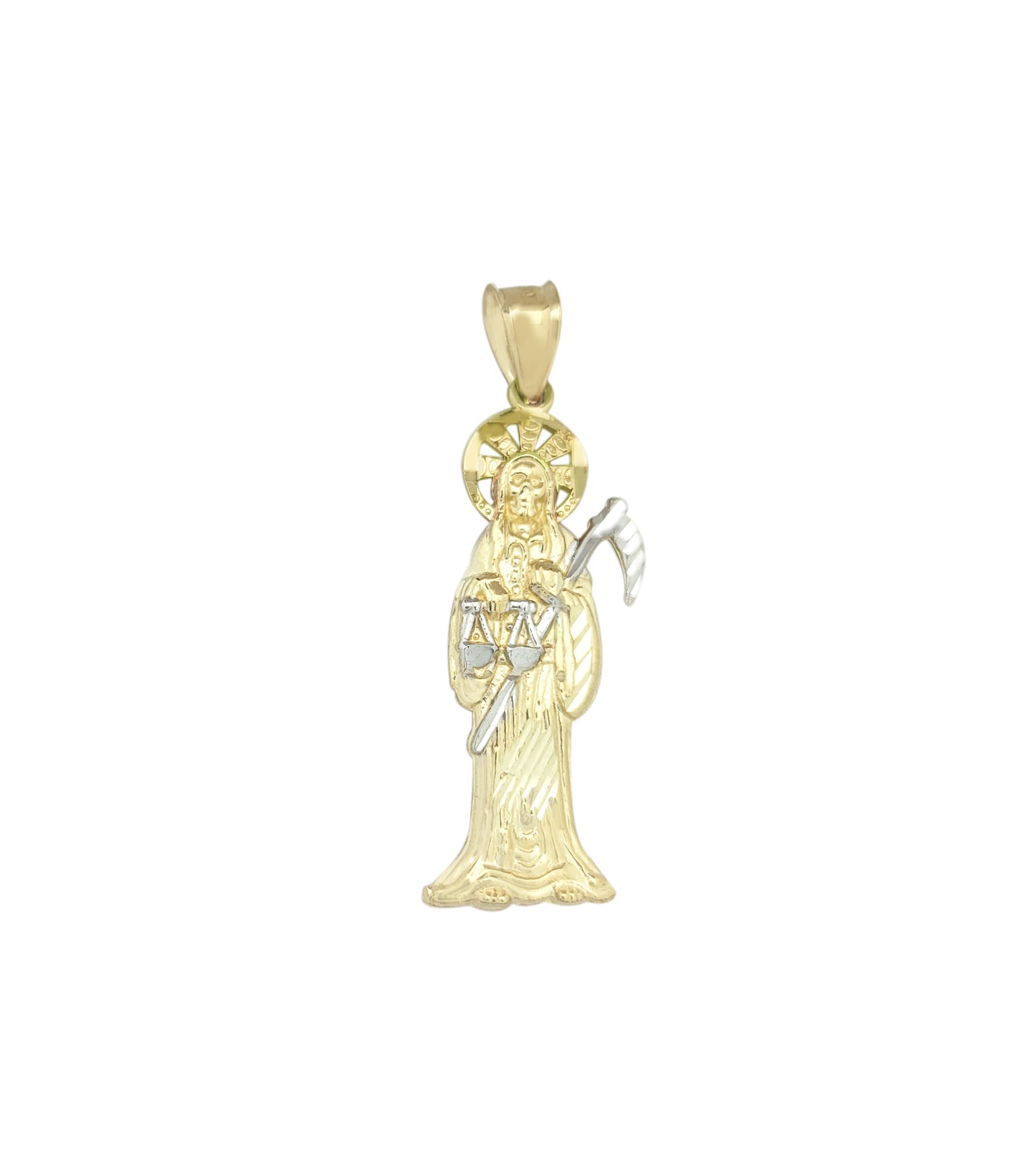 10k Yellow Gold Santa Muerte Pendant Charm