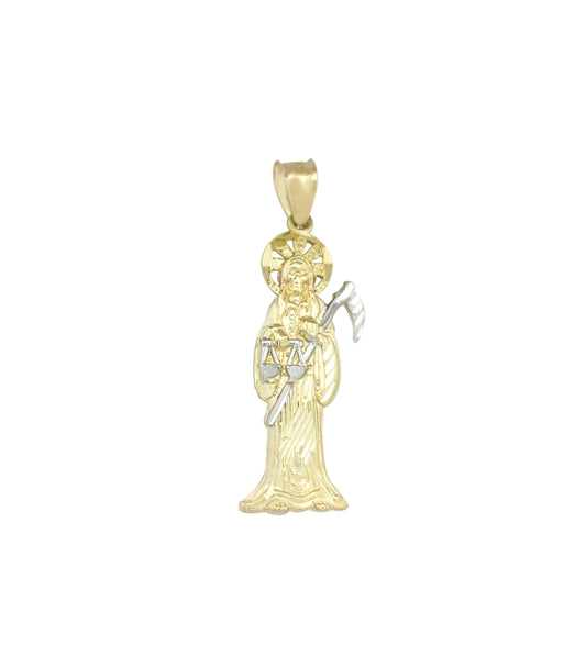 10k Yellow Gold Santa Muerte Pendant Charm