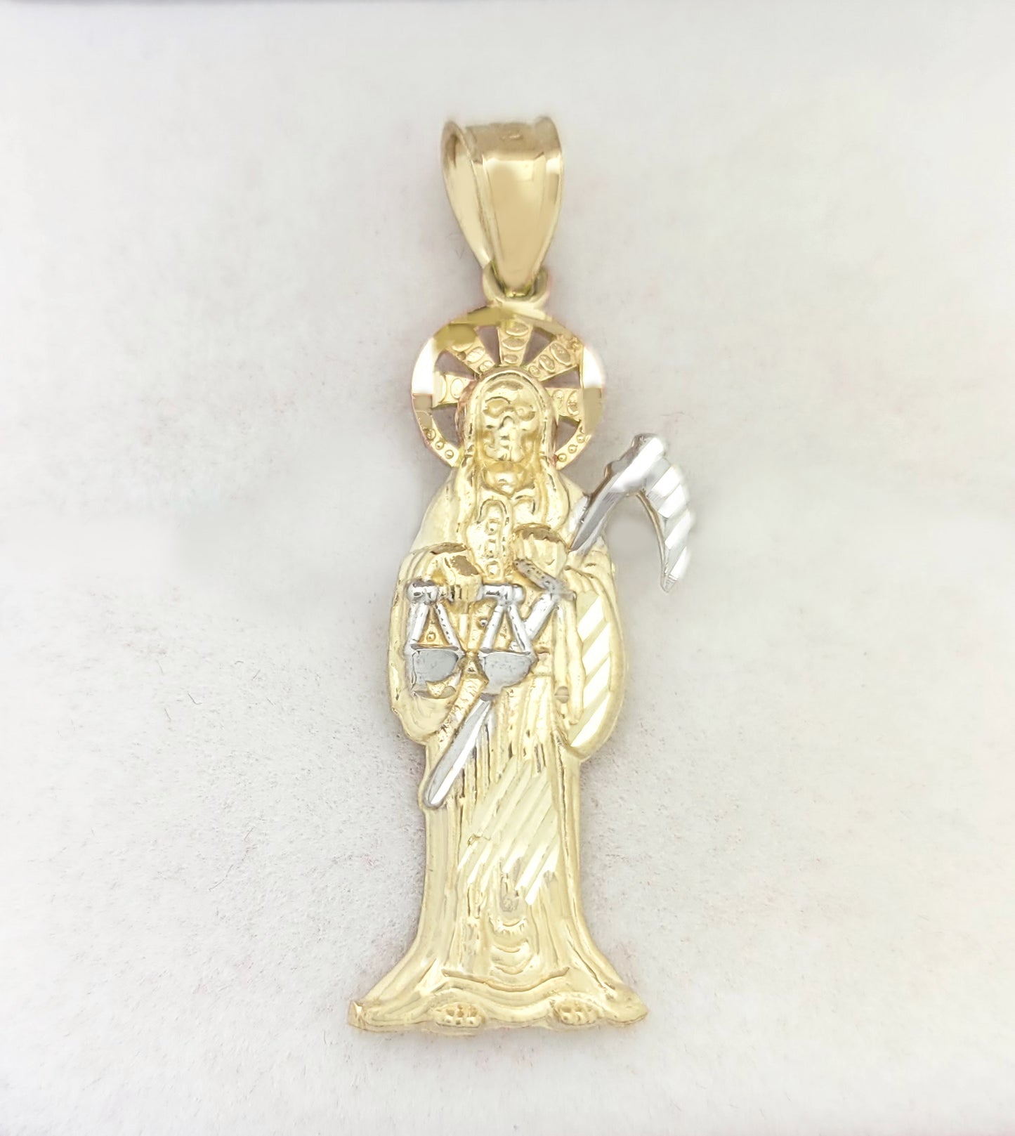 10k Yellow Gold Santa Muerte Pendant Charm