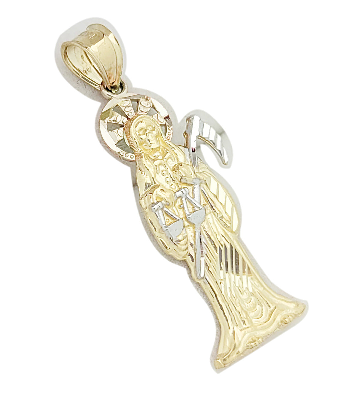 10k Yellow Gold Santa Muerte Pendant Charm