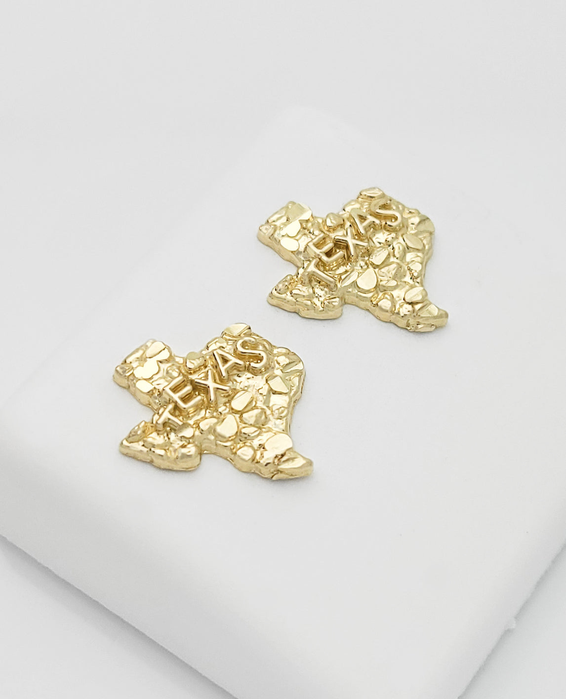 10k Yellow Gold Texas Nugget Earrings