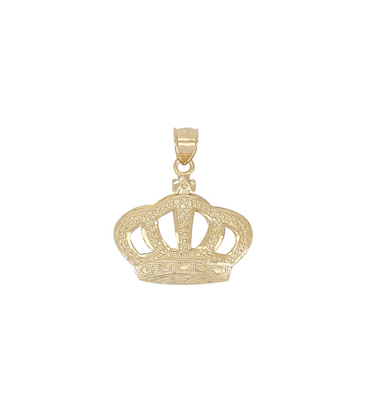 10K Yellow Gold Crown Pendant Crown Charm - Stunu jewelry
