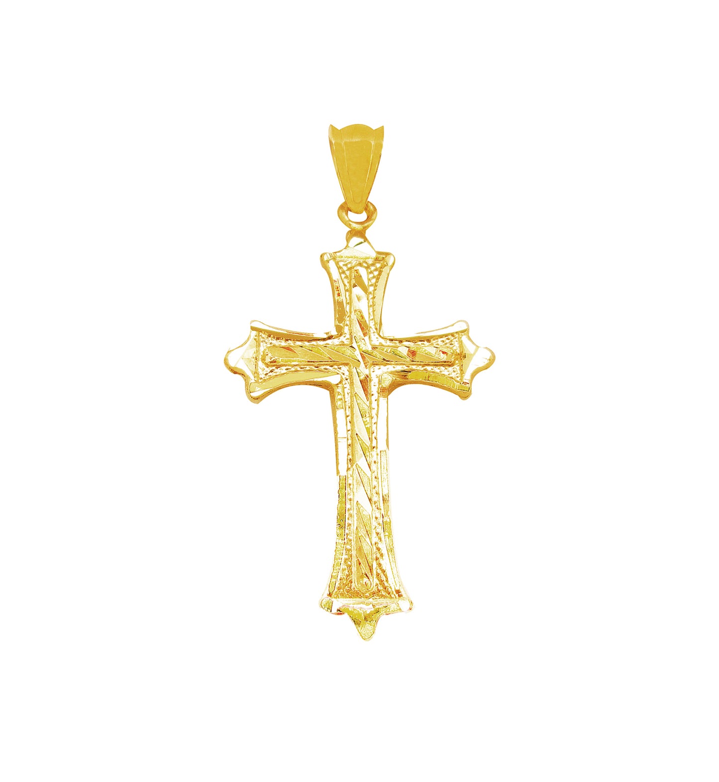 Men's 10K Yellow Gold Diamond Cut Cross Pendant