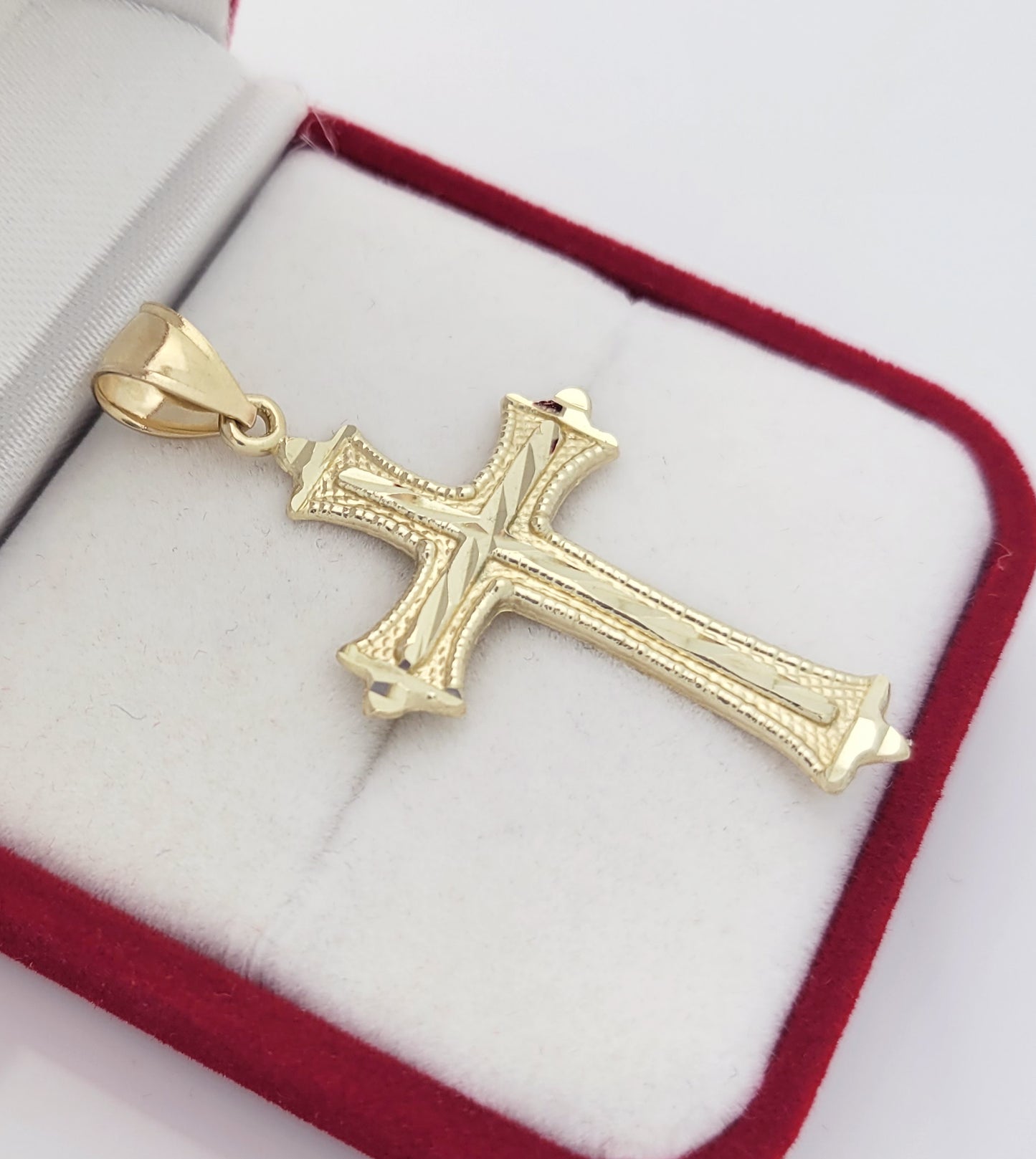 Men's 10K Yellow Gold Diamond Cut Cross Pendant