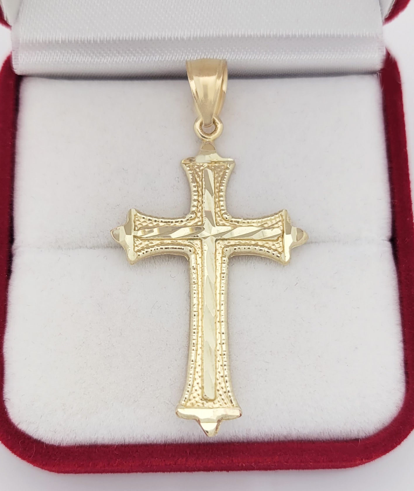 Men's 10K Yellow Gold Diamond Cut Cross Pendant