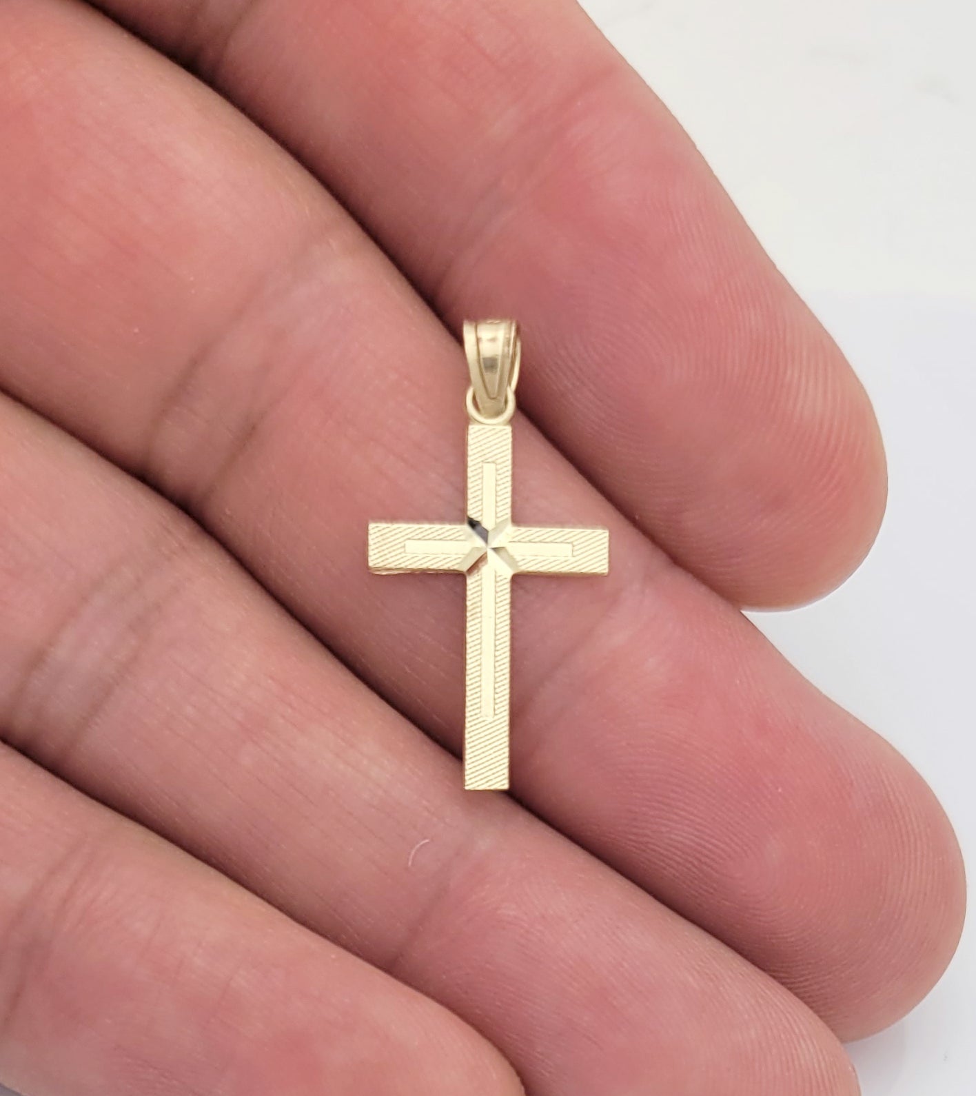 10K Yellow Gold Cross Pendant Cross Charm For Necklace