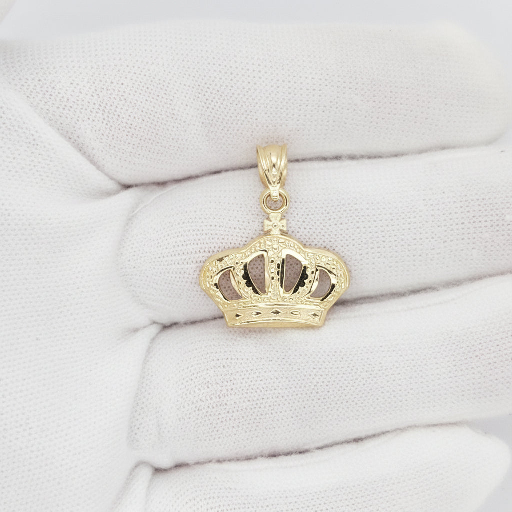 10K Yellow Gold Crown Pendant Crown Charm - Stunu jewelry