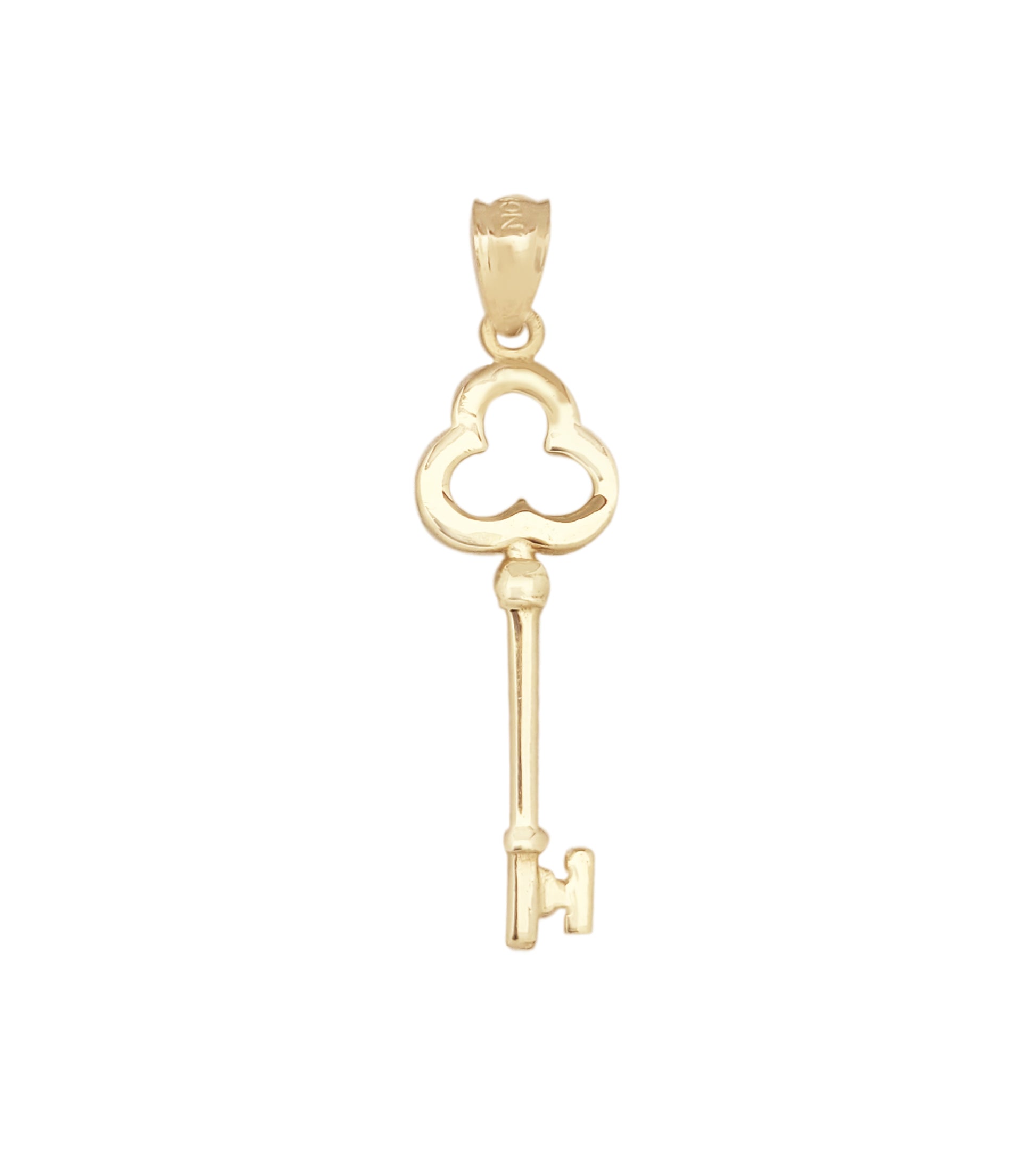 10K Gold Key Pendant for Women, Clover Lucky Charm Pendant Only, Dainty Minimalist Fine Jewelry, Gift for Her - Stunu jewelry