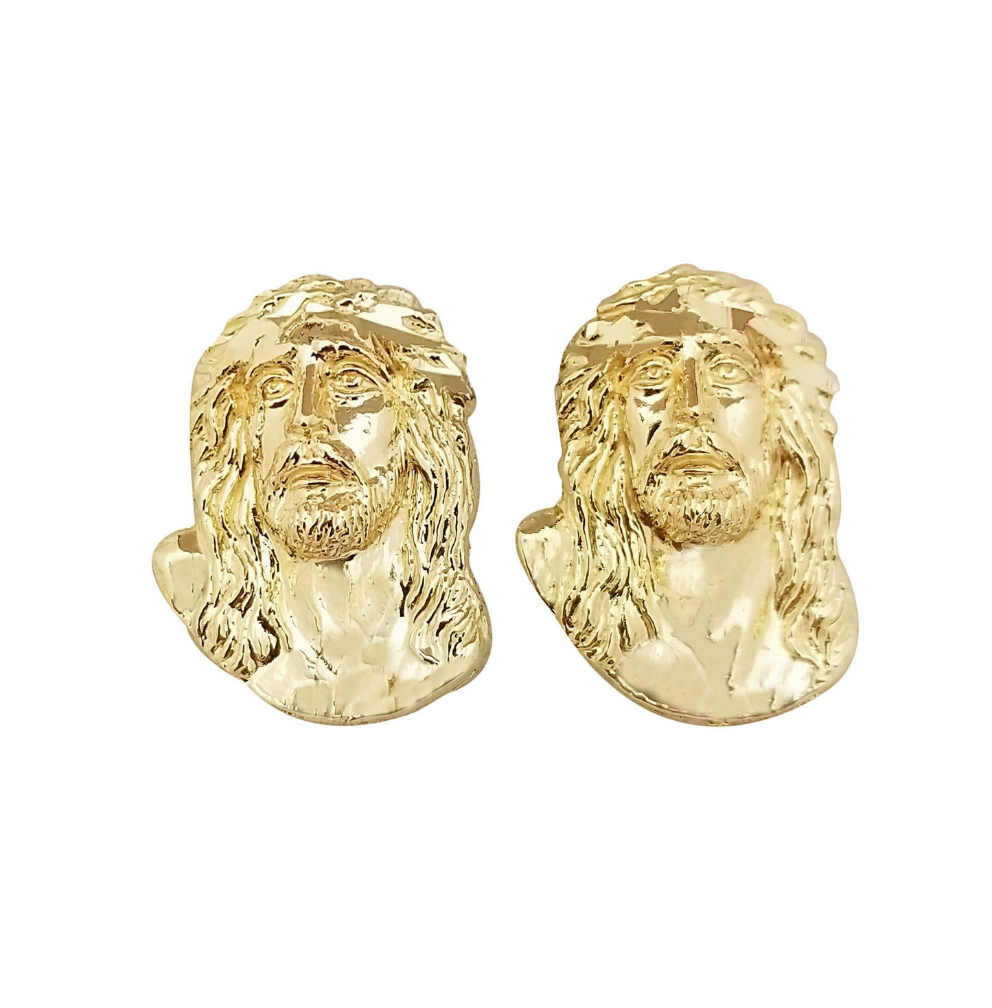 10K Yellow Gold Jesus Earrings For Men Jesus Face Earrings 18.5 mm x 15 mm