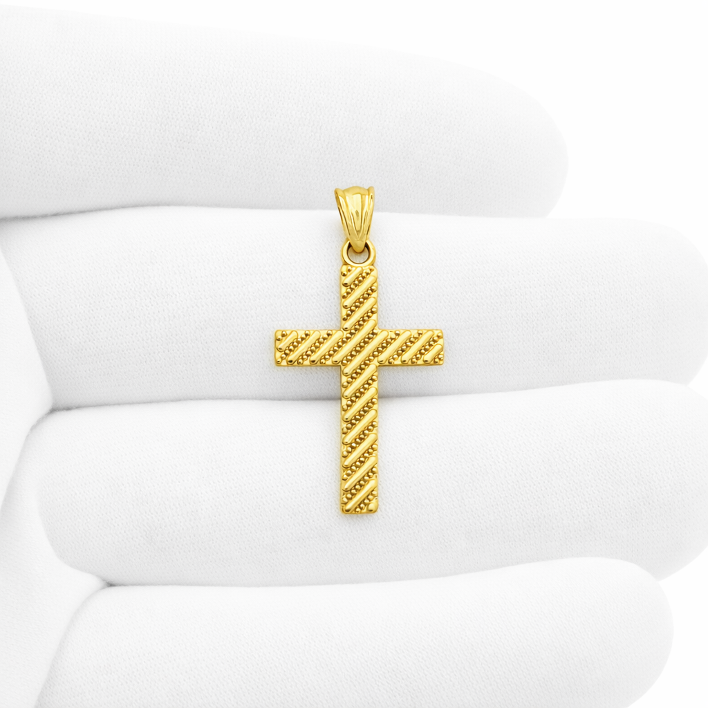 10k Yellow Gold Small Cross Pendant Gold Cross For Gold Necklace 1.25 inch