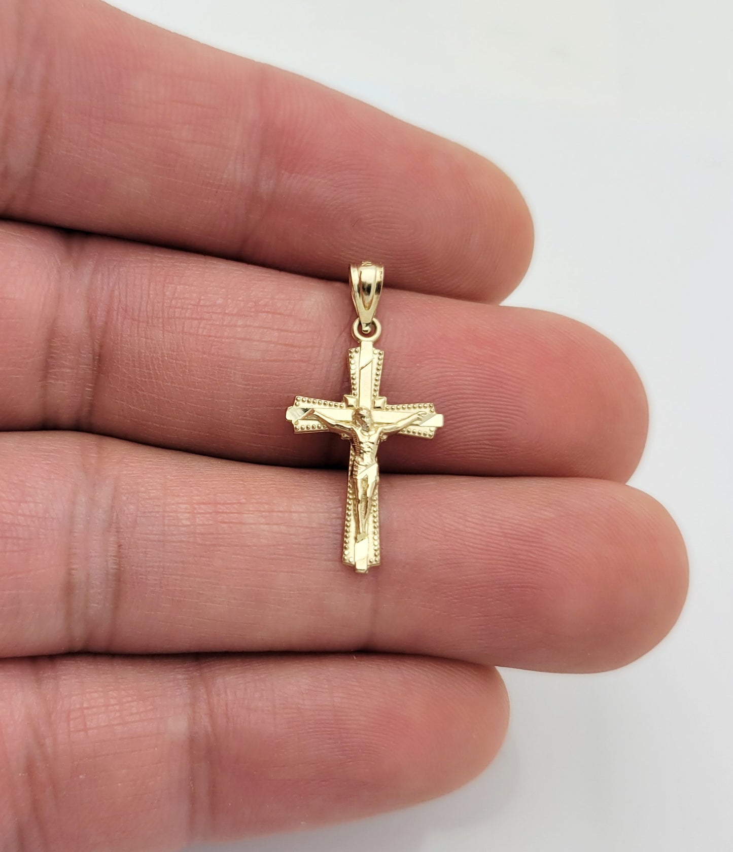 10K Yellow Gold Small Cross Necklace Pendant Gold Cross Charm