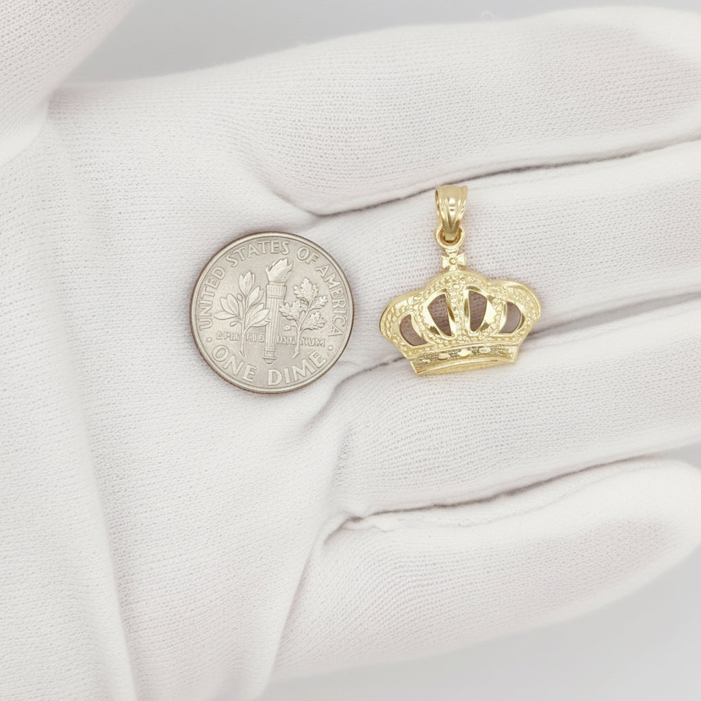 10K Yellow Gold Crown Pendant Crown Charm - Stunu jewelry