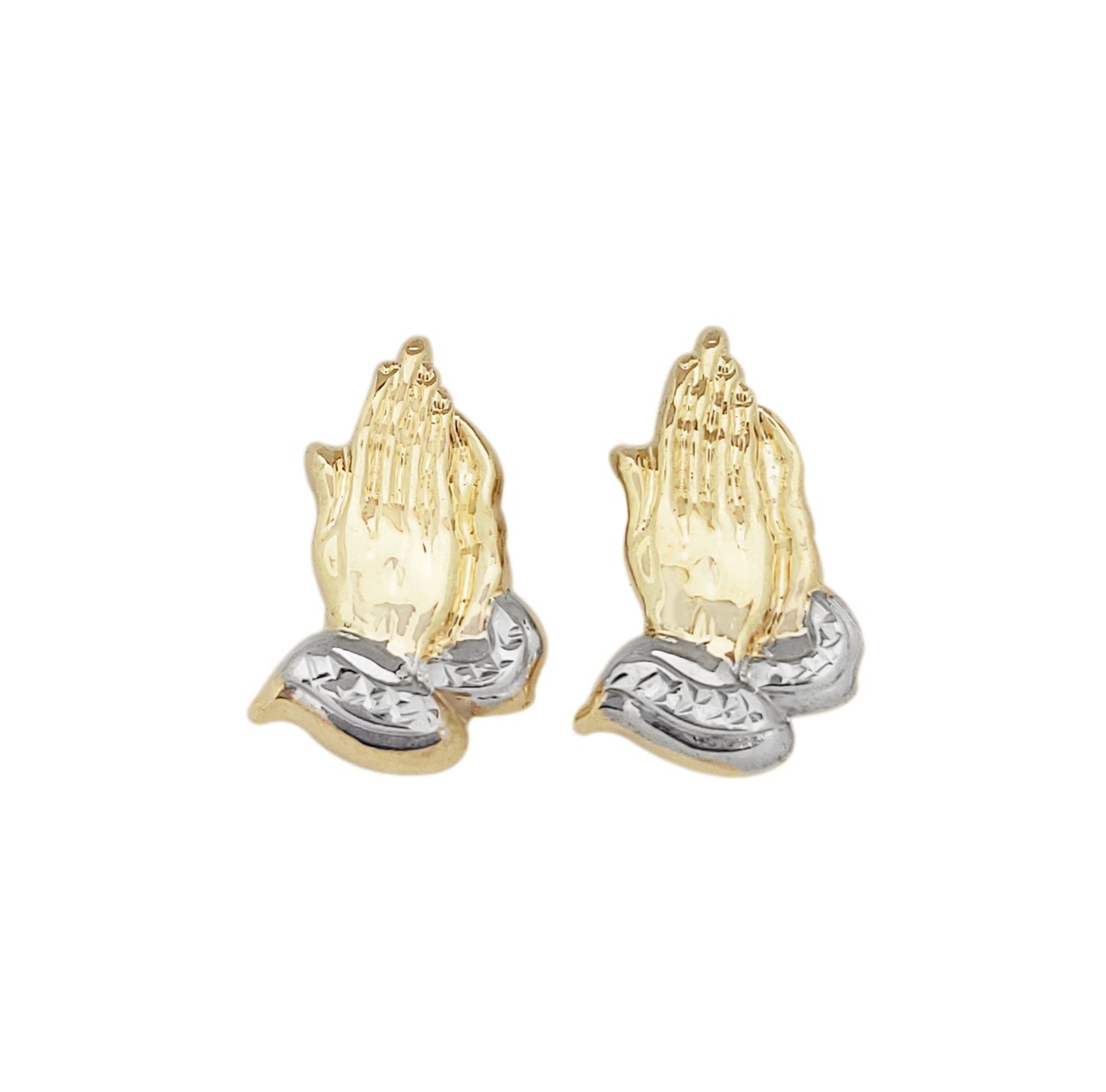 10K Yellow Gold Praying Hands Earrings 0.65 in x 0.4 in - Stunu jewelry