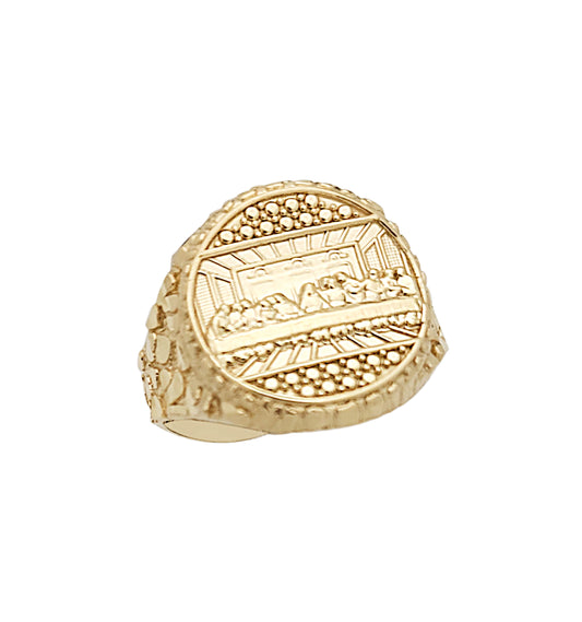 10K Yellow Gold Last Supper Ring For Men Size 11.5