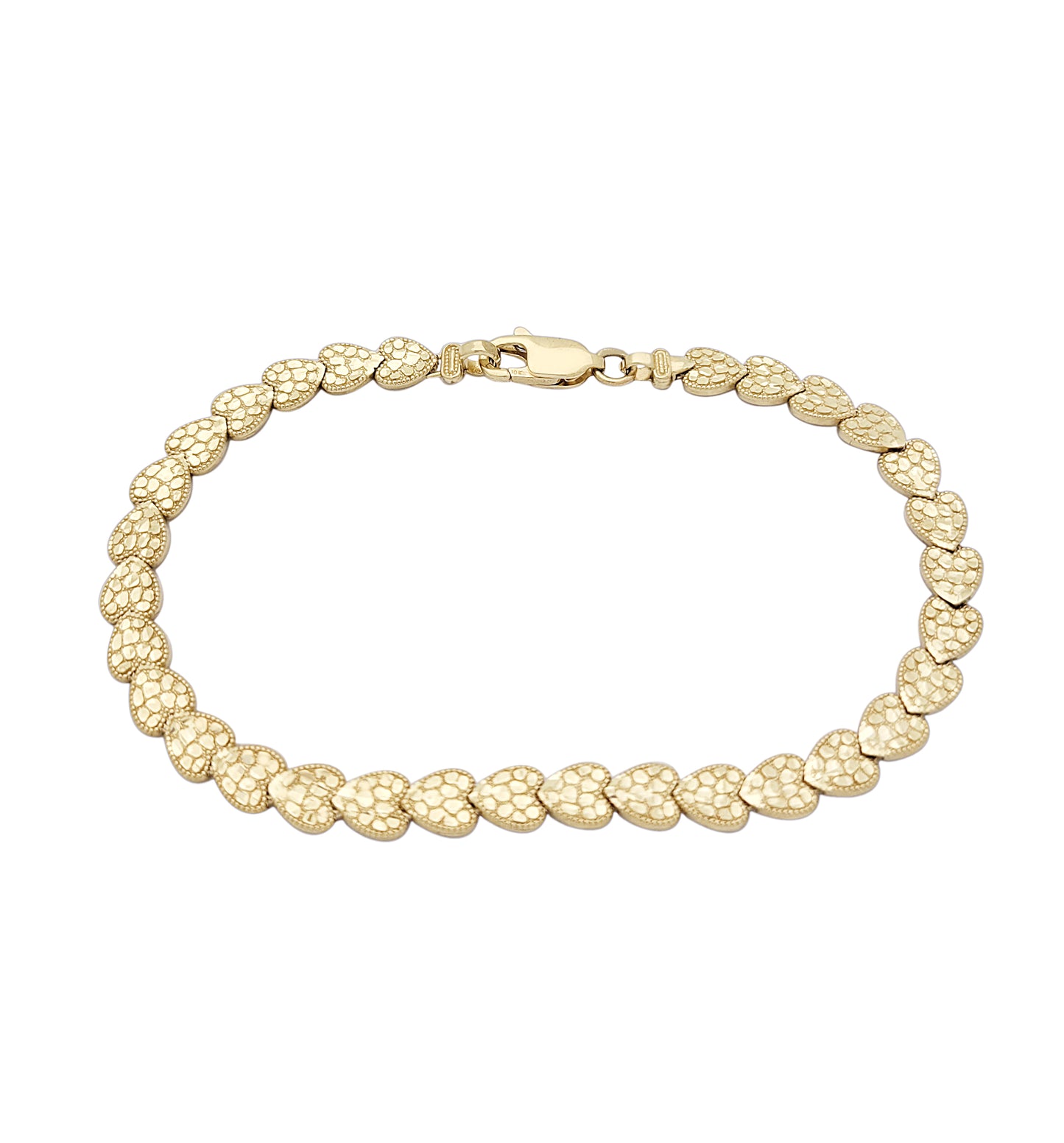 10K Yellow Gold 6 mm Heart Nugget Bracelet 8.25 inch - Stunu jewelry