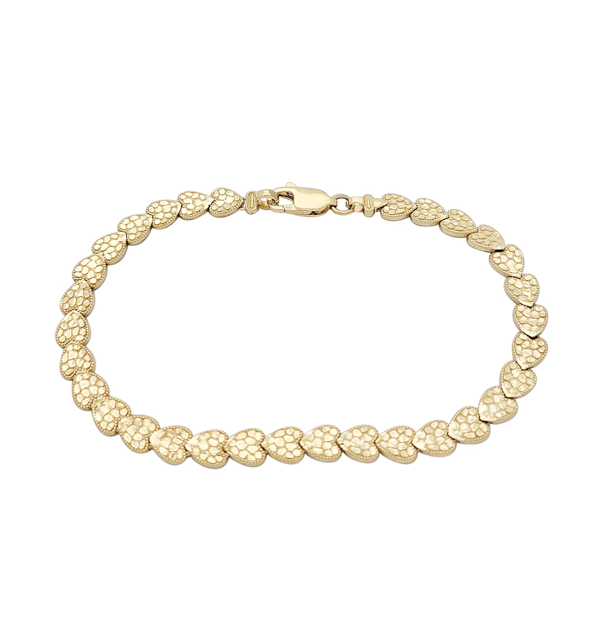 10K Yellow Gold 6 mm Heart Nugget Bracelet 8.25 inch - Stunu jewelry