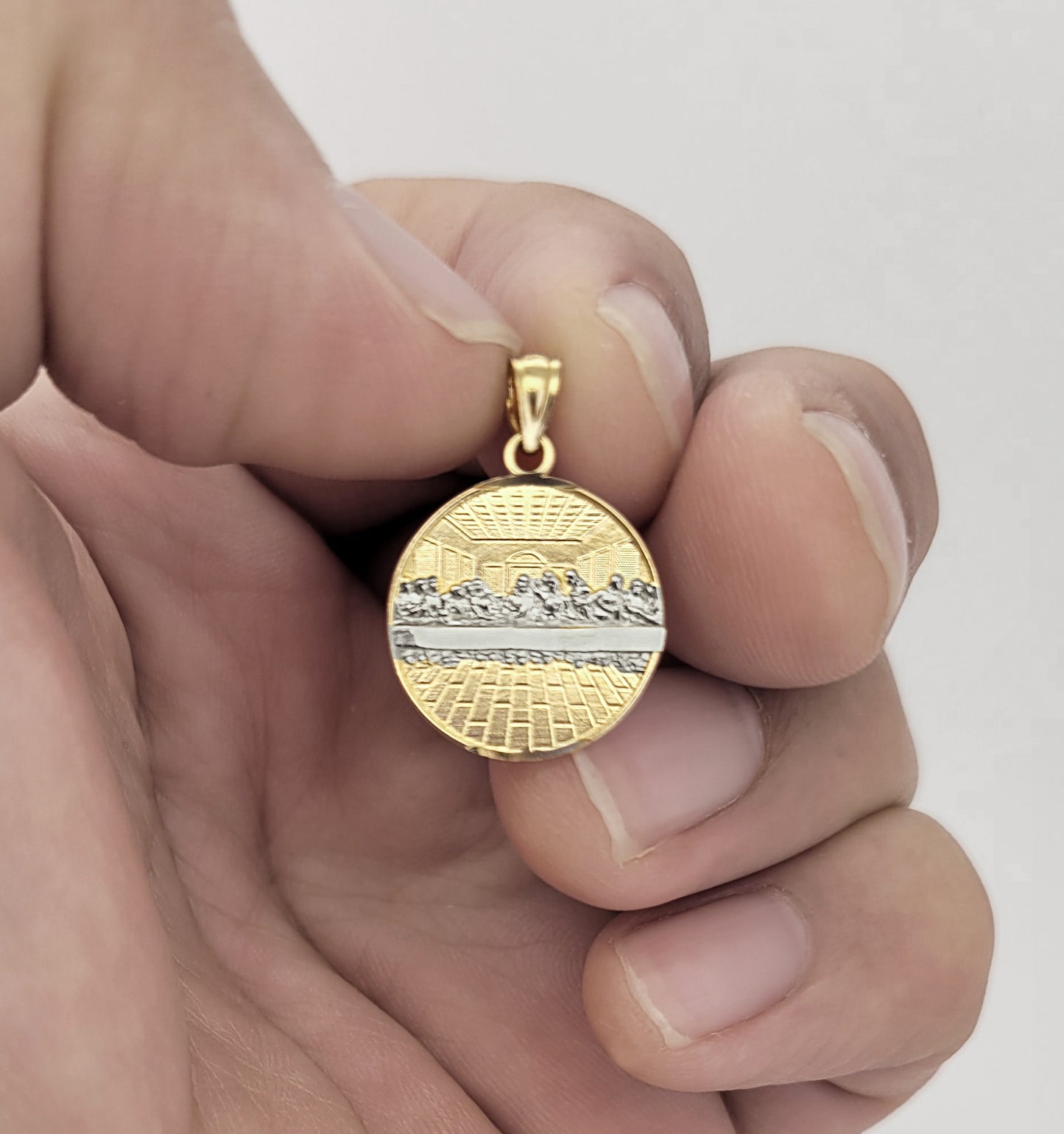 10K Gold Last Supper Pendant Charm Last Supper Medal