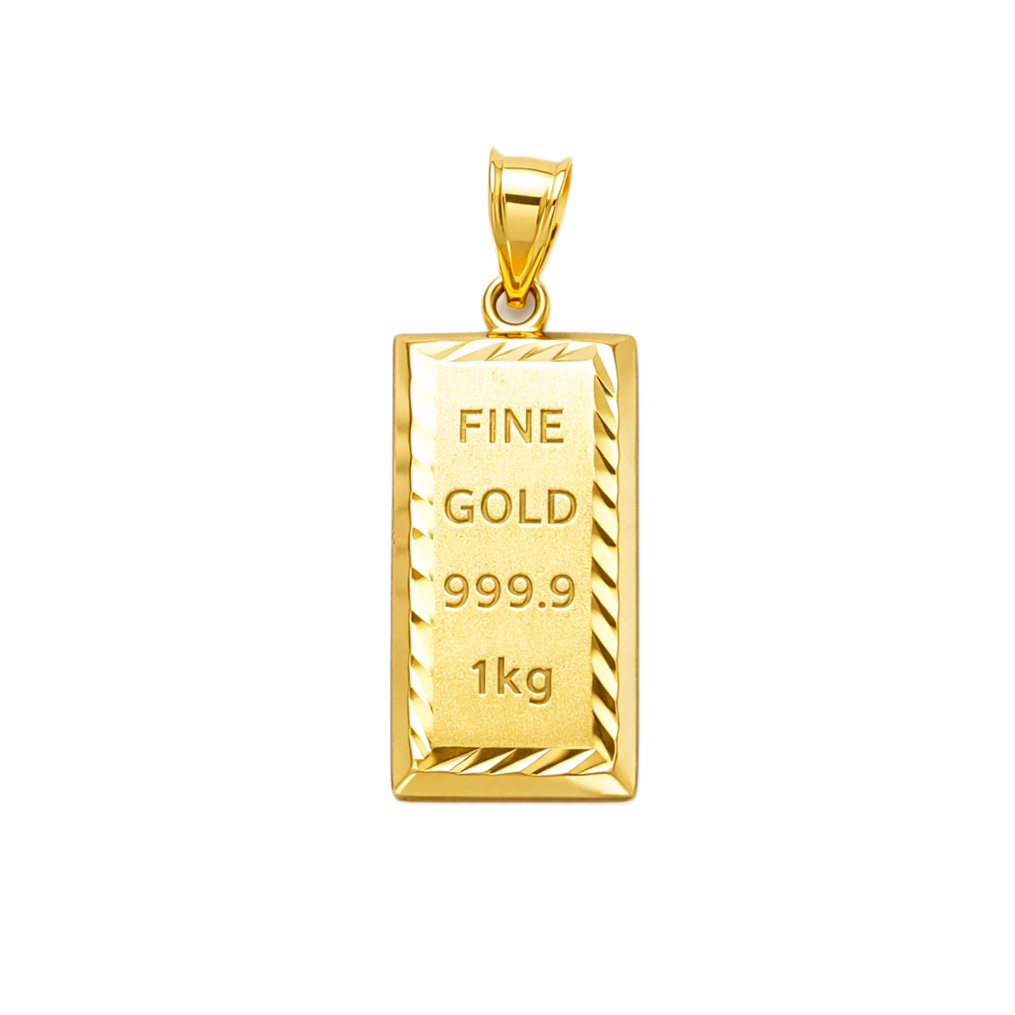 10K Yellow Gold Bar Shape Pendant Gold Bar Charm 1.4 in