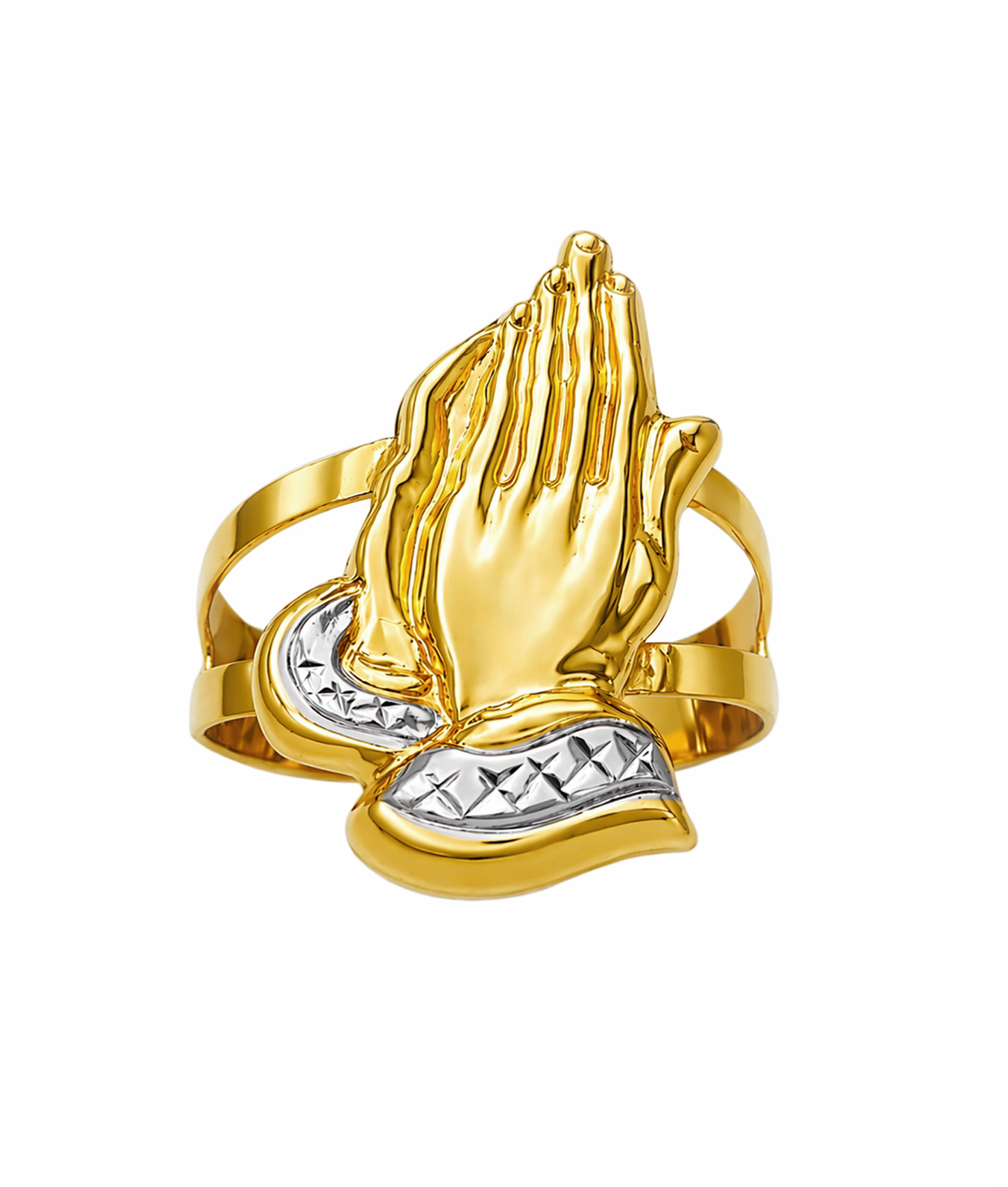 10K Yellow Gold Praying Hands Ring for Men