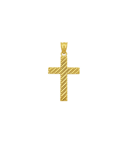 10k Yellow Gold Small Cross Pendant Gold Cross For Gold Necklace 1.25 inch