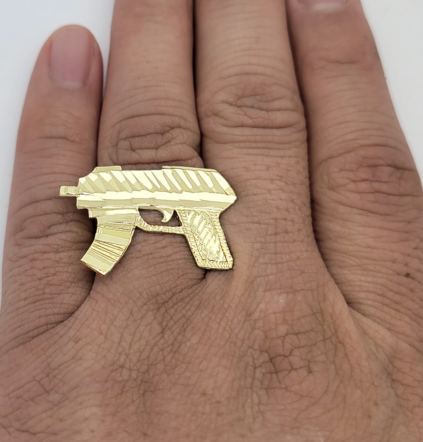 10K Yellow Gold Uzi Ring Gold Gun ring For Men