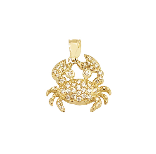 10K Yellow Gold Crab Necklace Pendant Zodiac Cancer Charm