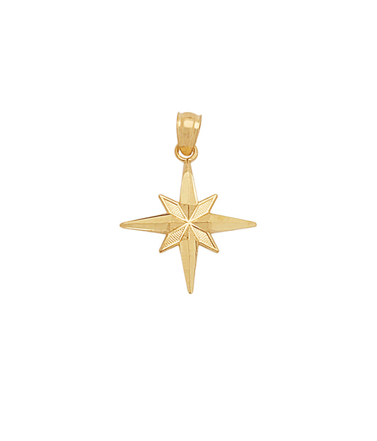 10K Yellow Gold North Star Pendant - 8-Point Compass Rose Star Charm, Celestial Guiding Star Jewelry for Women - Stunu jewelry