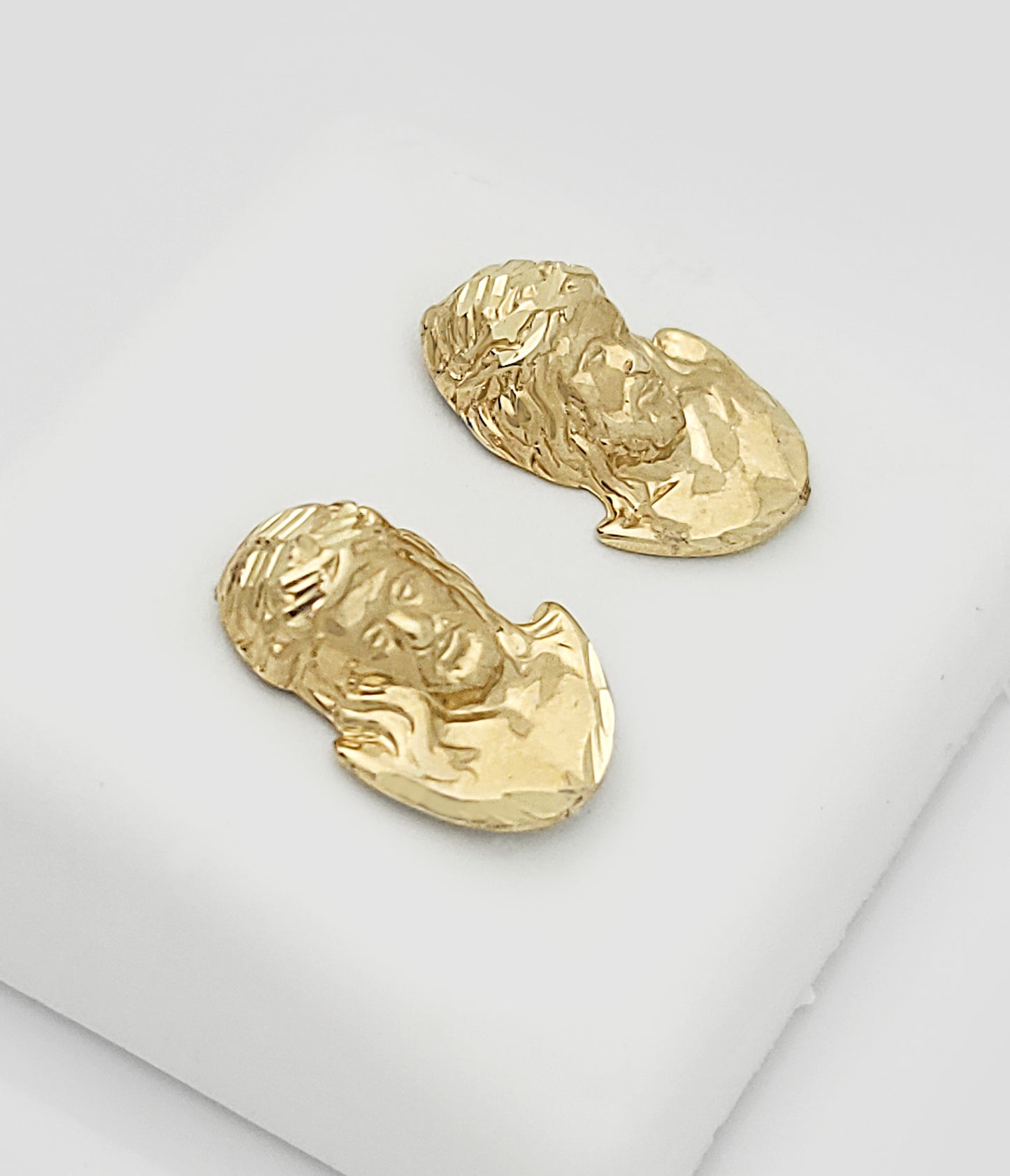 10K Yellow Gold Jesus Earrings Jesus Face 0.65 in x 0.4 in