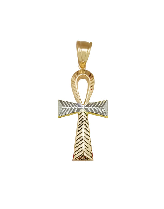 10k Yellow Gold Egyptian Ankh Cross Gold Pendant 1.75 in