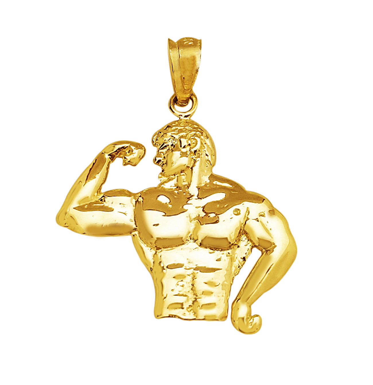 10k Yellow Gold Bodybuilder Necklace Pendant Waist Up Pendant